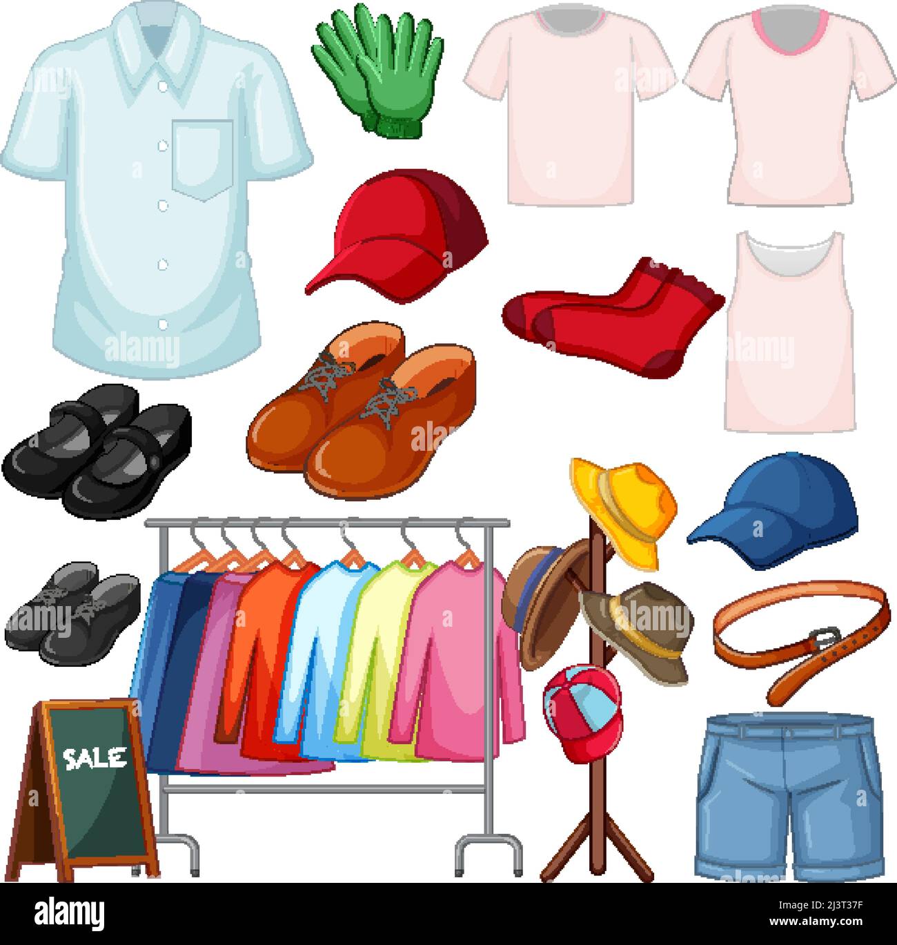 A set of different cloth on white background illustration Stock Vector ...