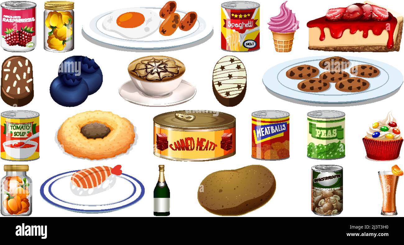 Set of different foods illustration Stock Vector Image & Art - Alamy