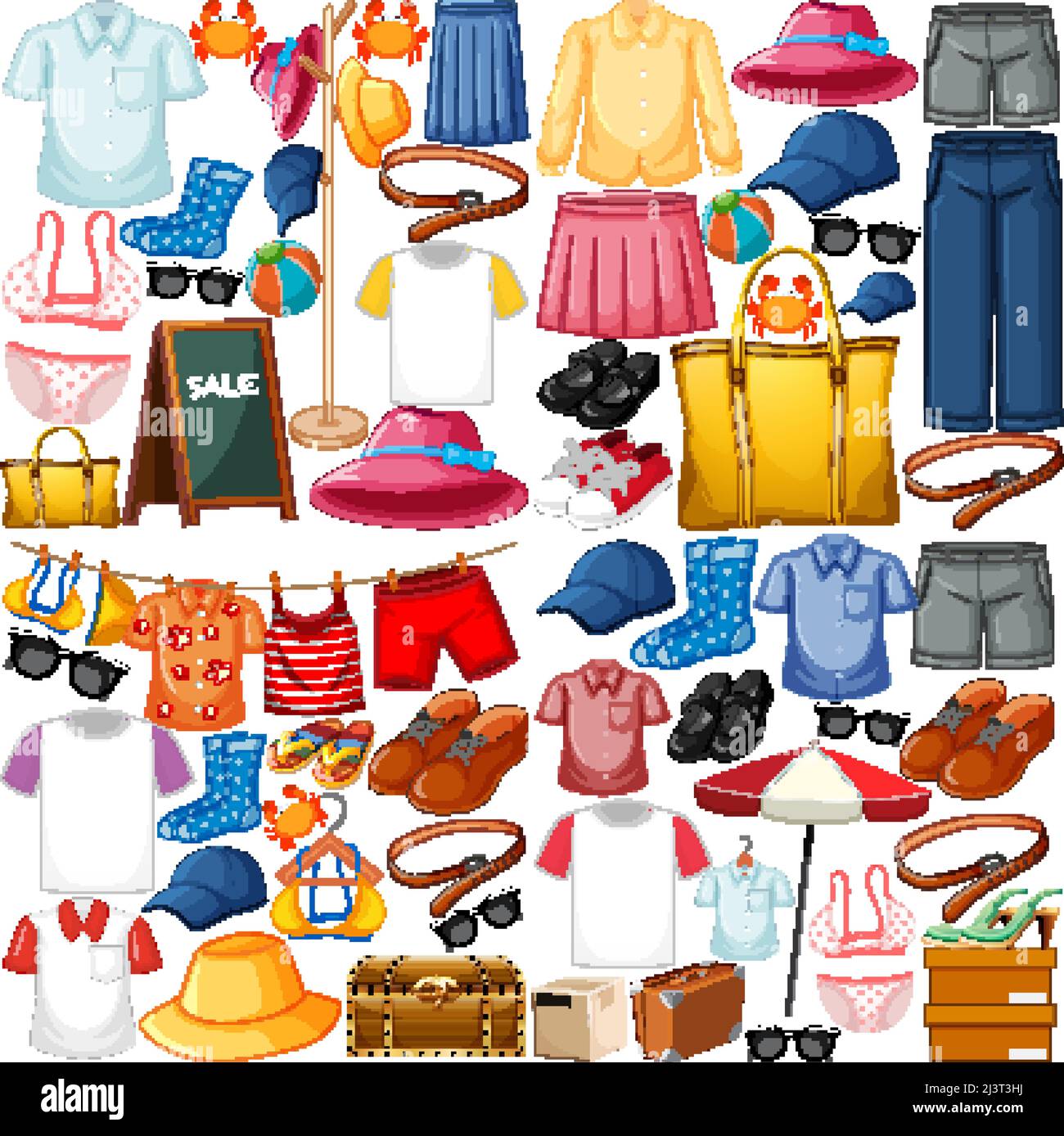 A set of different cloth on white background illustration Stock Vector ...