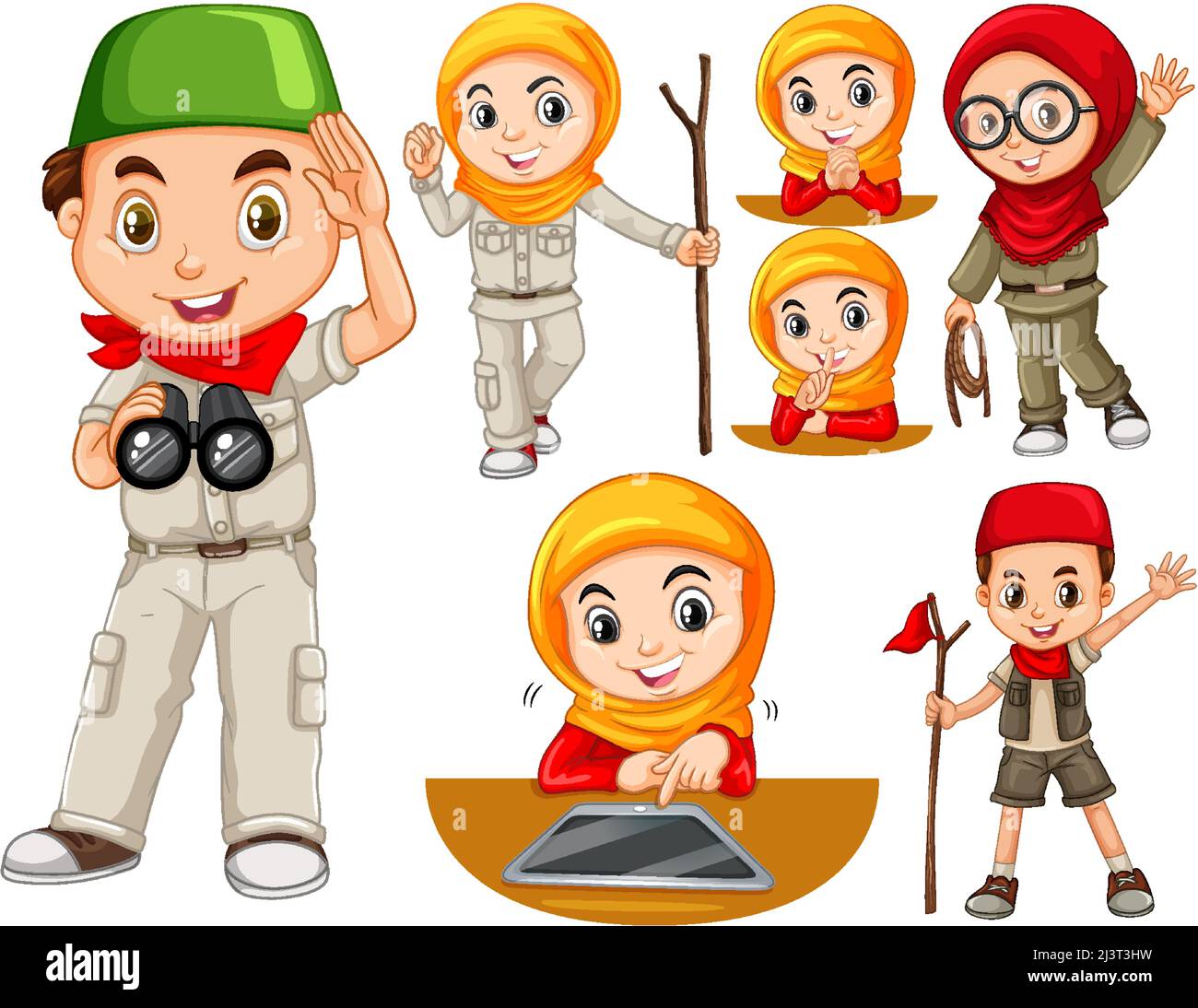 Muslim kids in ranger costume illustration Stock Vector Image & Art - Alamy