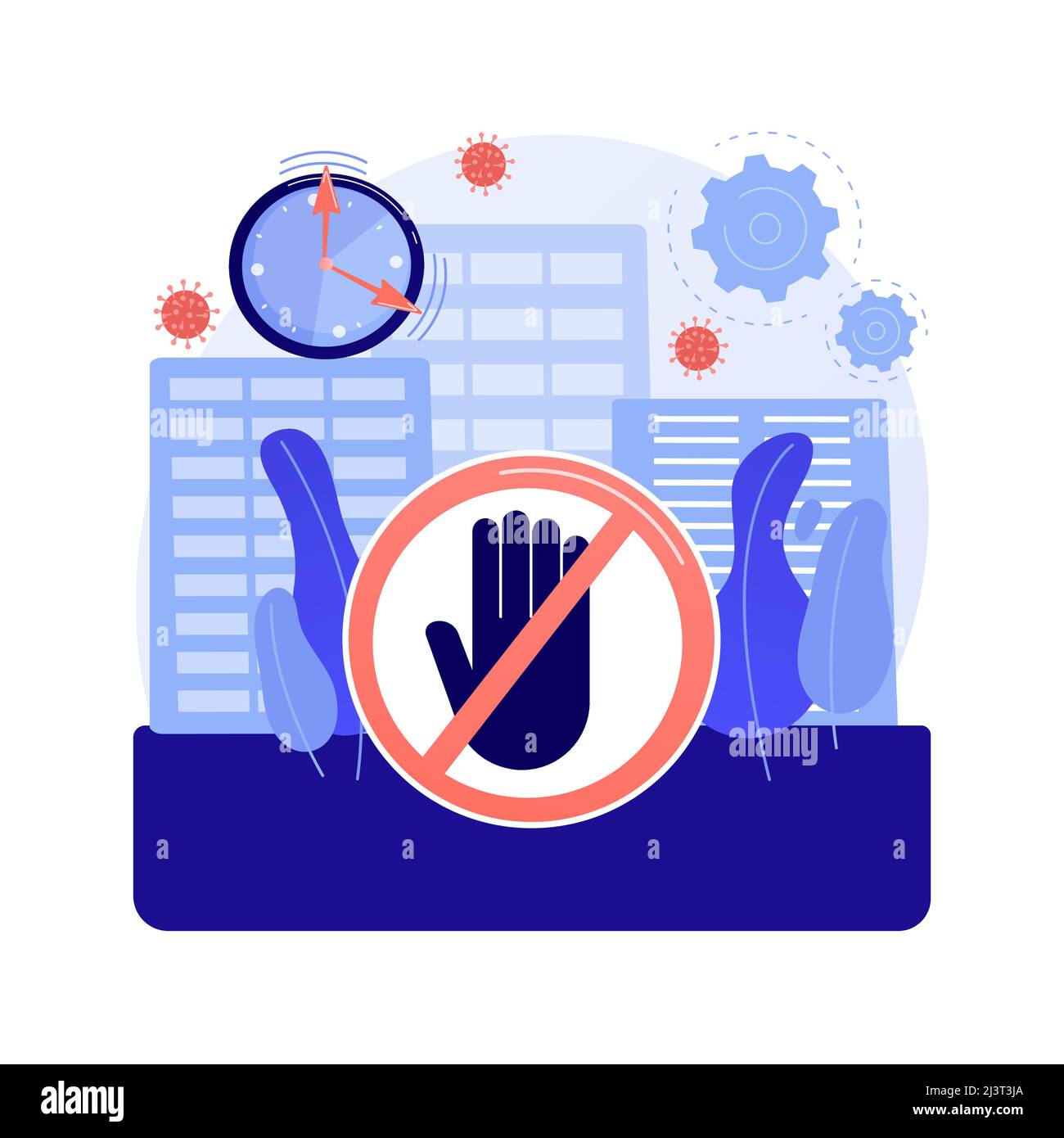 Curfew abstract concept vector illustration. Public protest, demonstration, mass unrest, street crowd, meeting, vandalism and looting, stay home restr Stock Vector