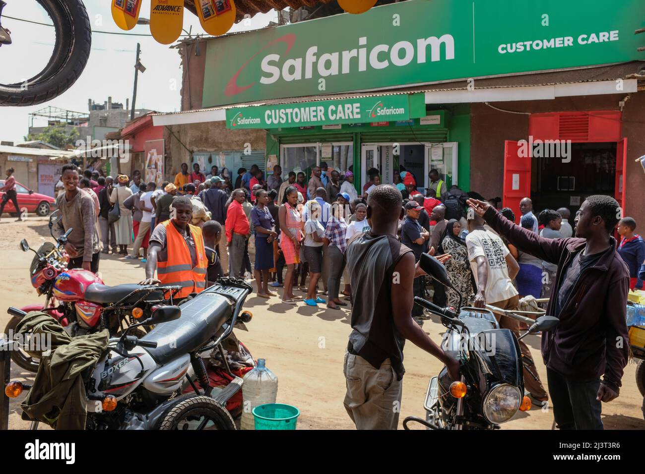 Nairobi, Kenya. 09th Apr, 2022. Locals queue up for new Sim Card