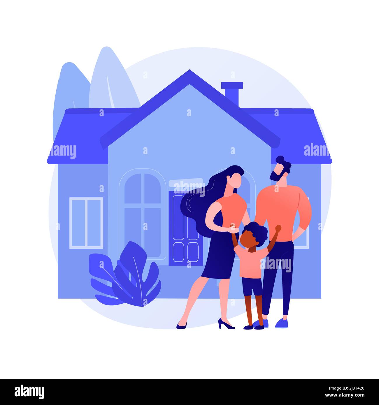 Family house abstract concept vector illustration. Single-family detached home, family house, single dwelling unit, townhouse, private residence, mort Stock Vector