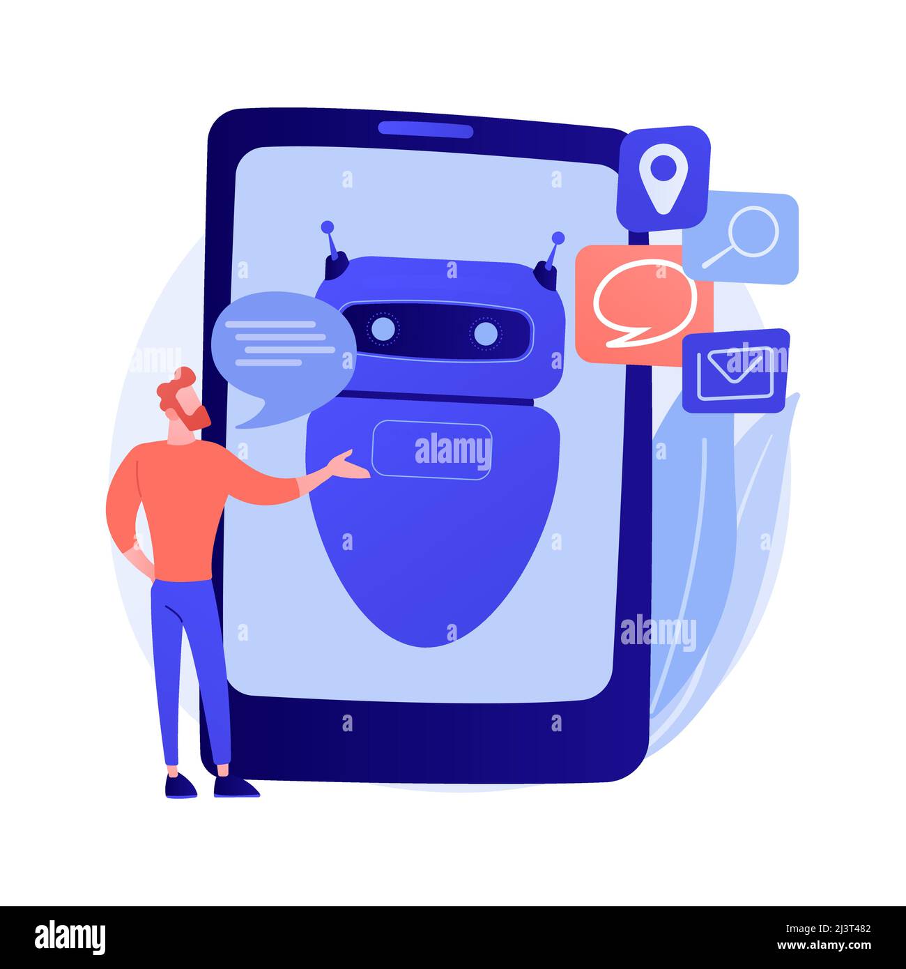 Artificial neural network training. Algorithm processing. Speech recognition, identity verification, information handling. Humanoid cyborg. Vector iso Stock Vector