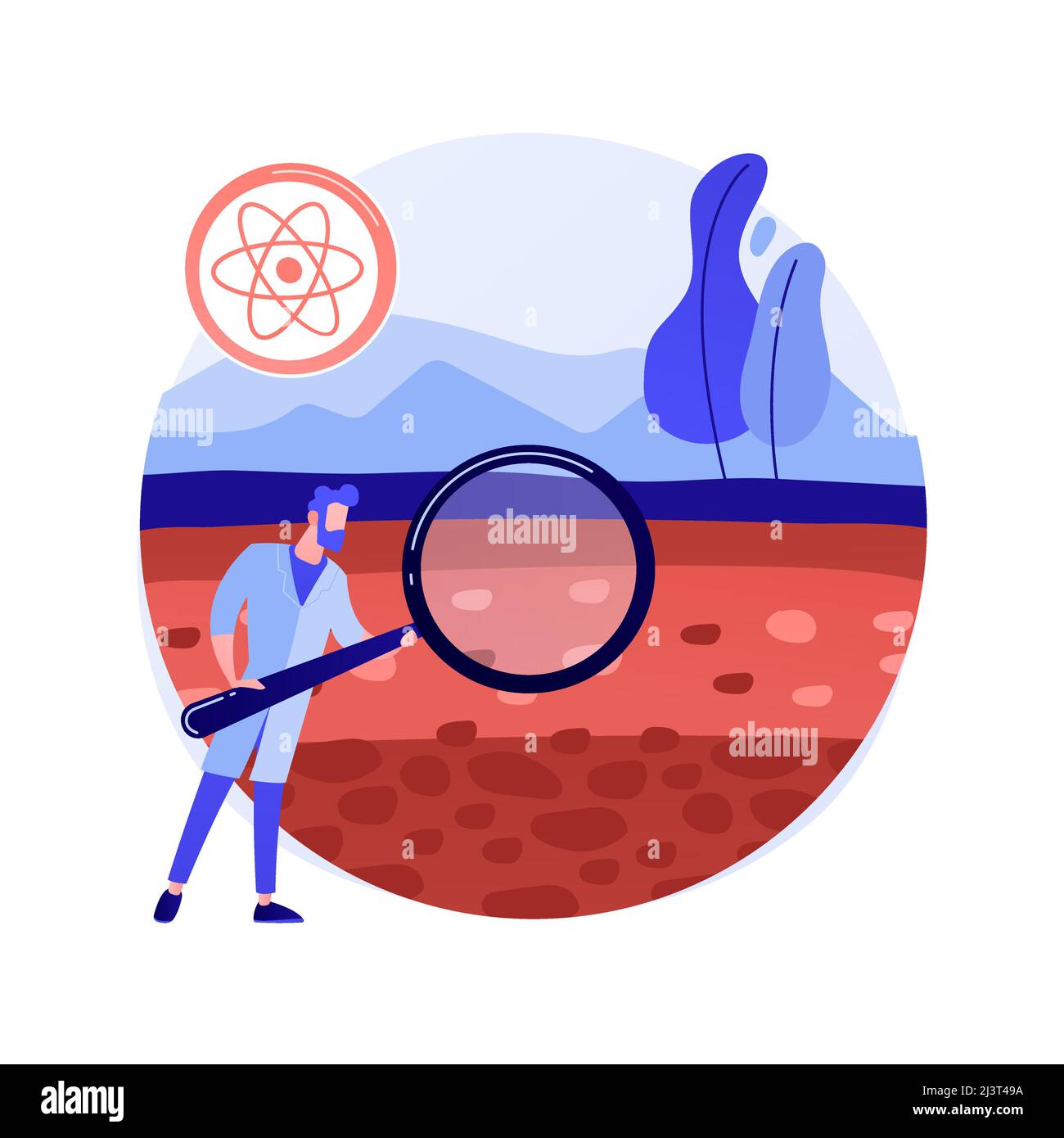 Soil science abstract concept vector illustration. Soil biology and chemistry, environmental science, natural resource study, fertility properties, la Stock Vector