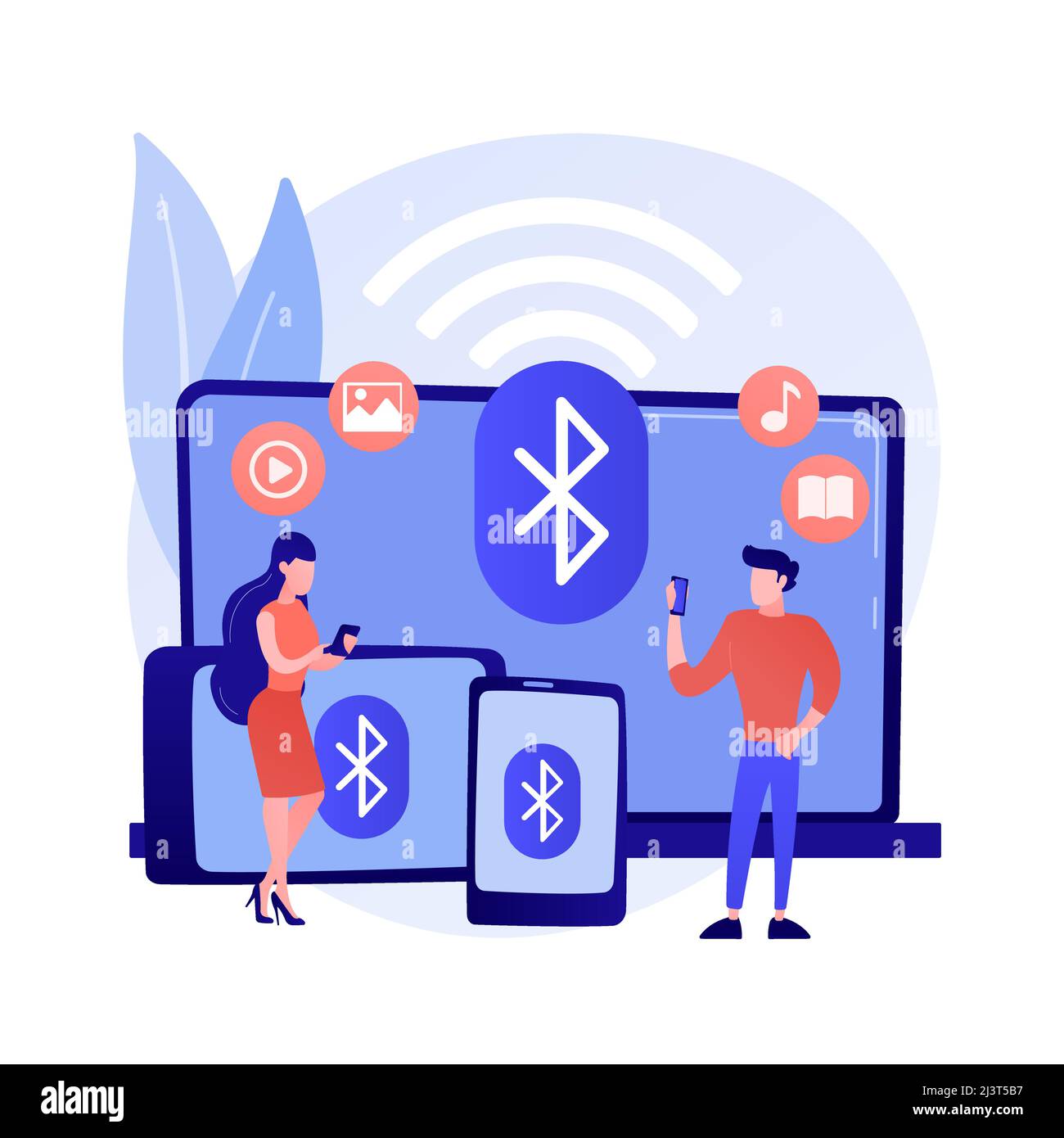 Wireless device connection abstract concept vector illustration. Distance connection, remote standard, wireless communication, computer network, troub Stock Vector