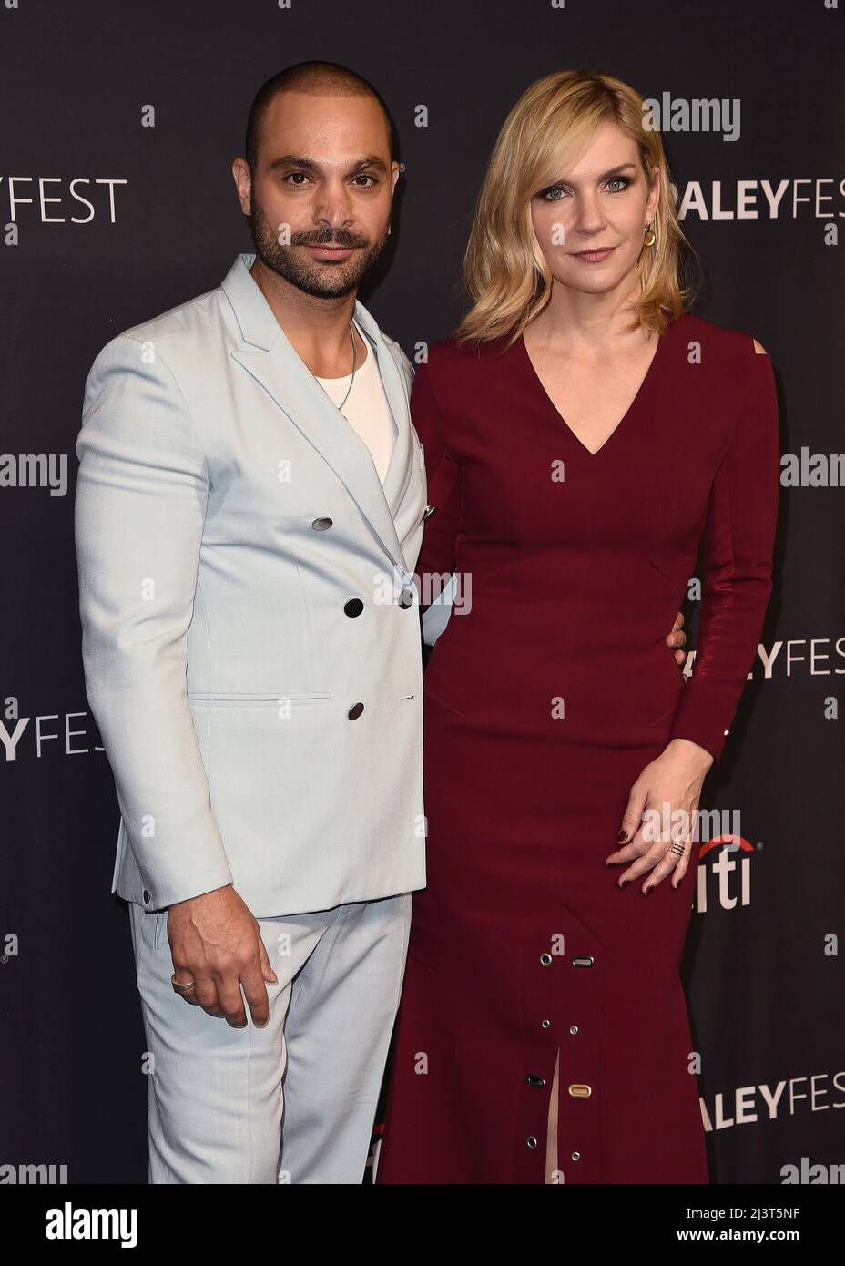Michael Mando and Rhea Seehorn walking on the red carpet at PaleyFest