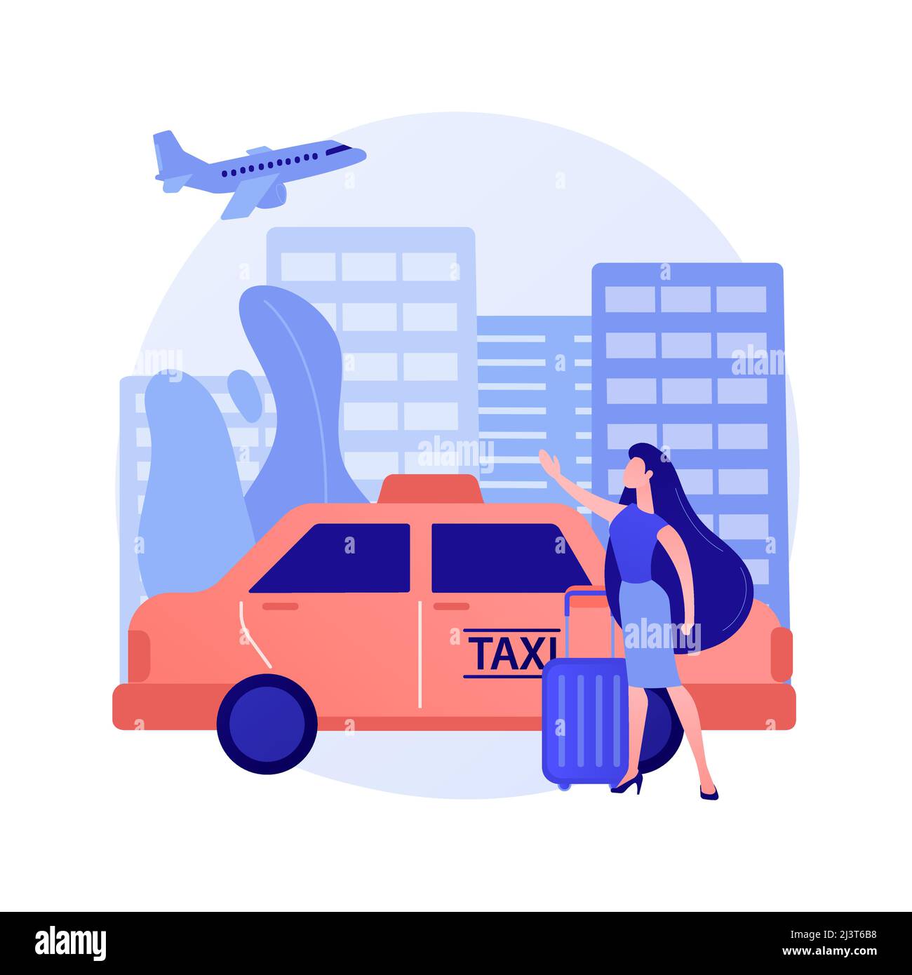 Taxi transfer abstract concept vector illustration. Airport private transfer, freight taxi service, hotel transportation, safe fast journey, professio Stock Vector