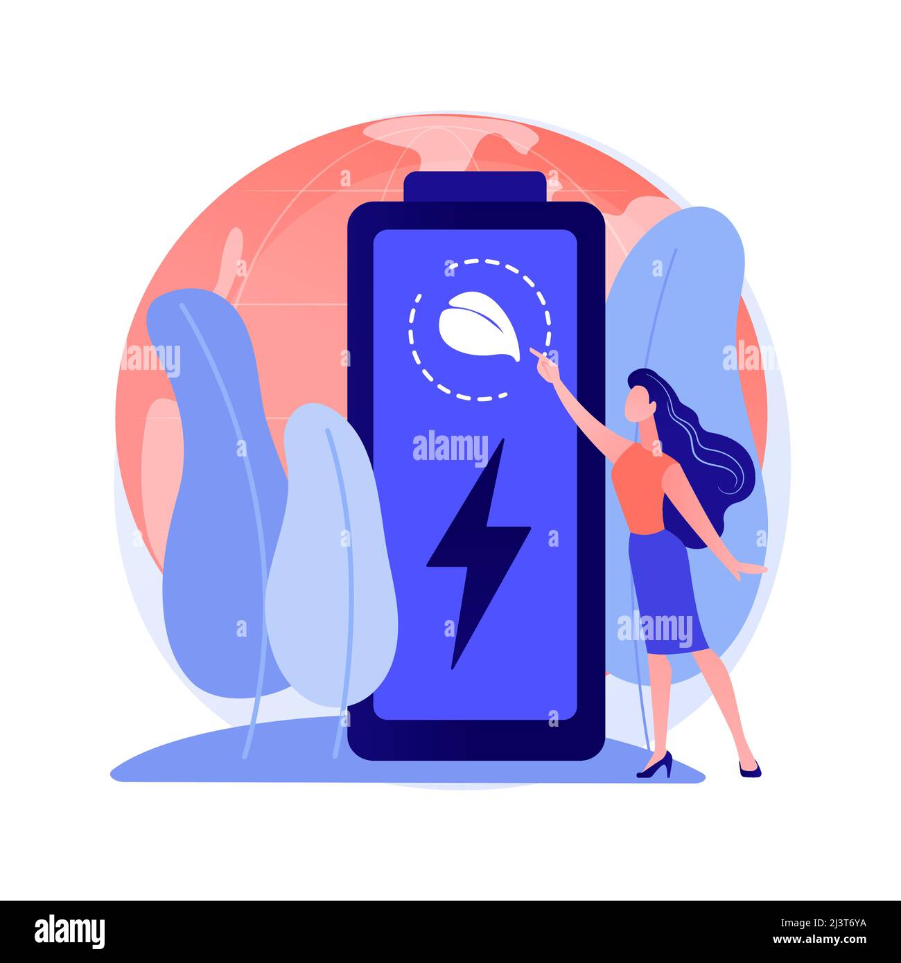 Eco battery abstract concept vector illustration. Eco charging solution