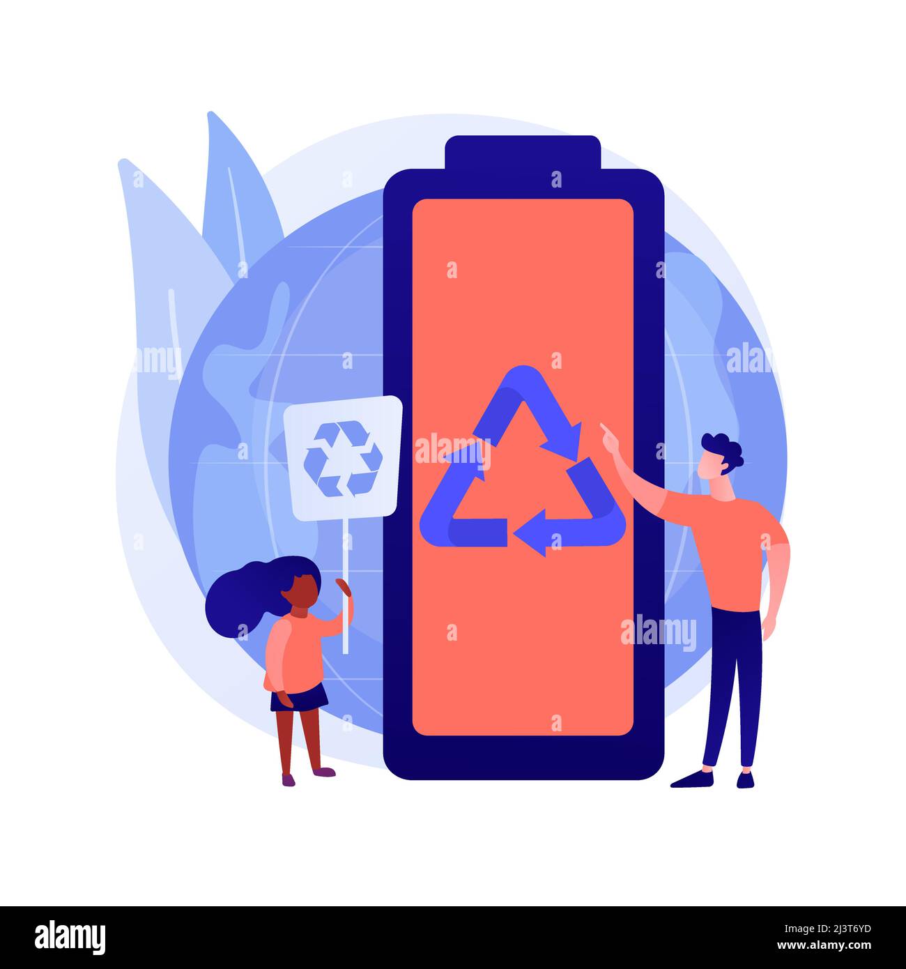 Battery recycling abstract concept vector illustration. Battery