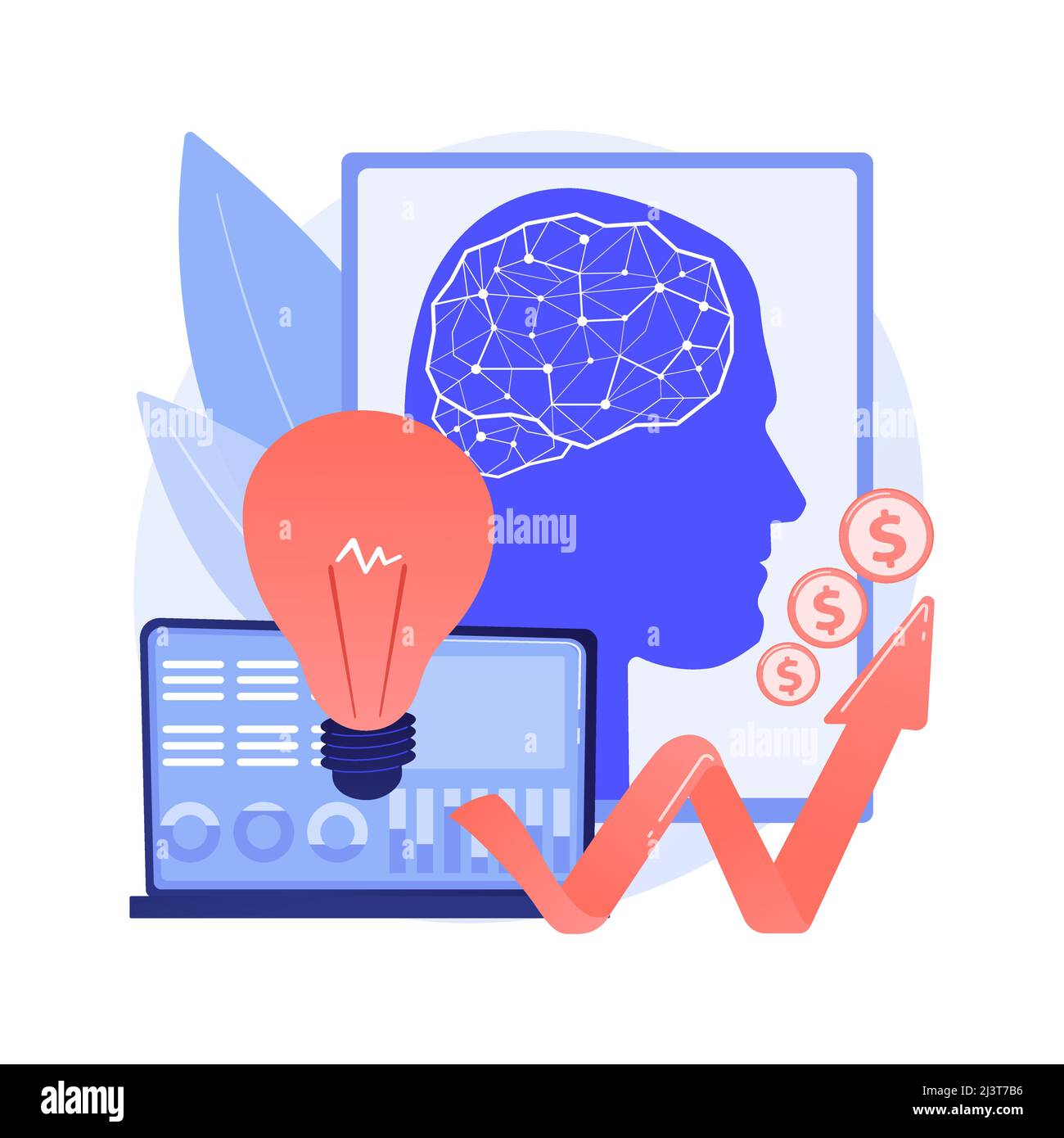 Artificial intelligence in financing abstract concept vector illustration. Financial robo advisor, AI hedge funds, artificial intelligence, technology Stock Vector