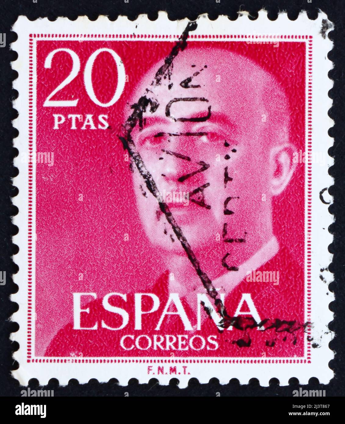 SPAIN - CIRCA 1974: a stamp printed in the Spain shows General Franco, Caudillo of Spain, Head of State, circa 1974 Stock Photo