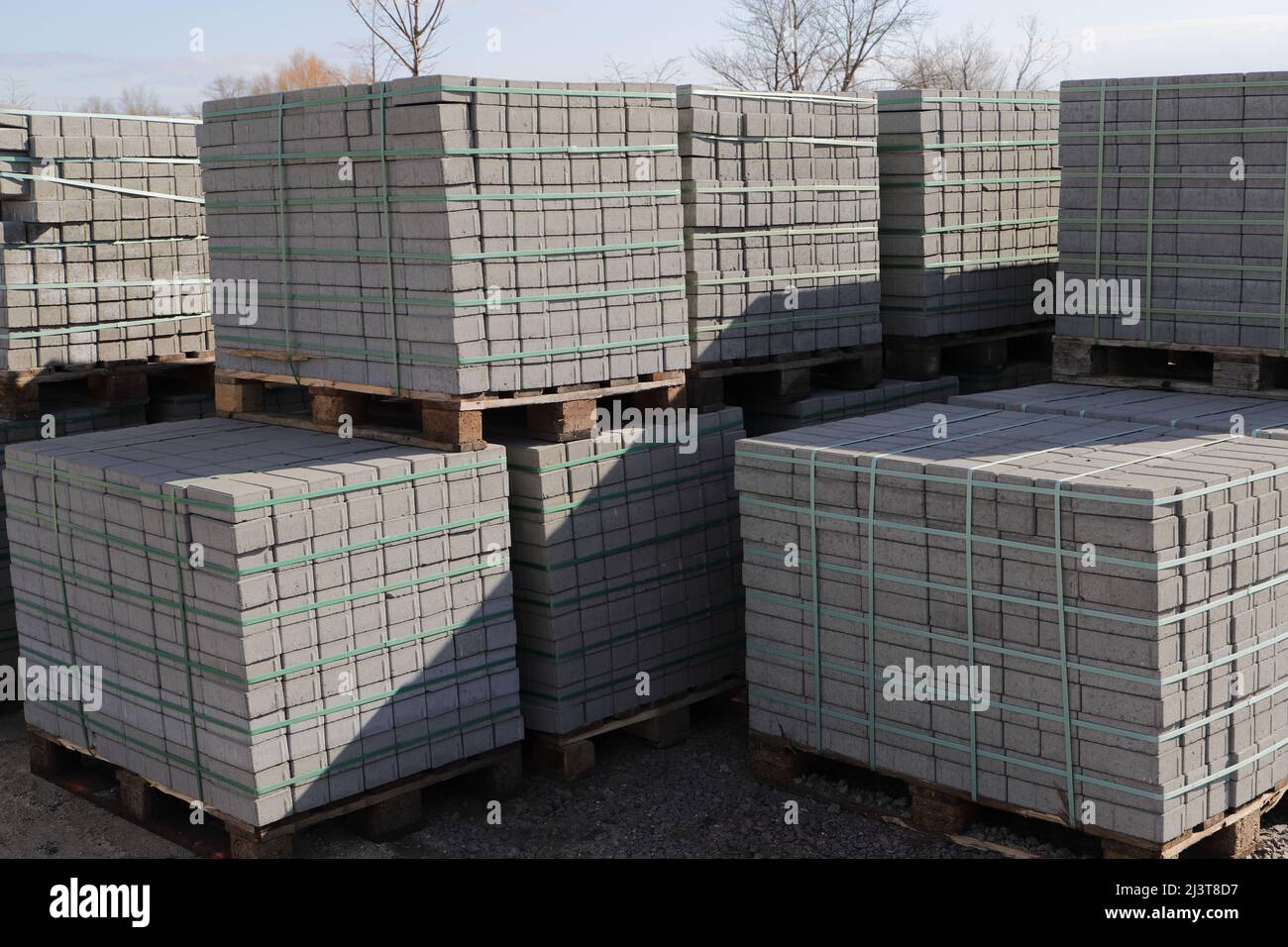 Pallets with stones in a hardware store Stock Photo