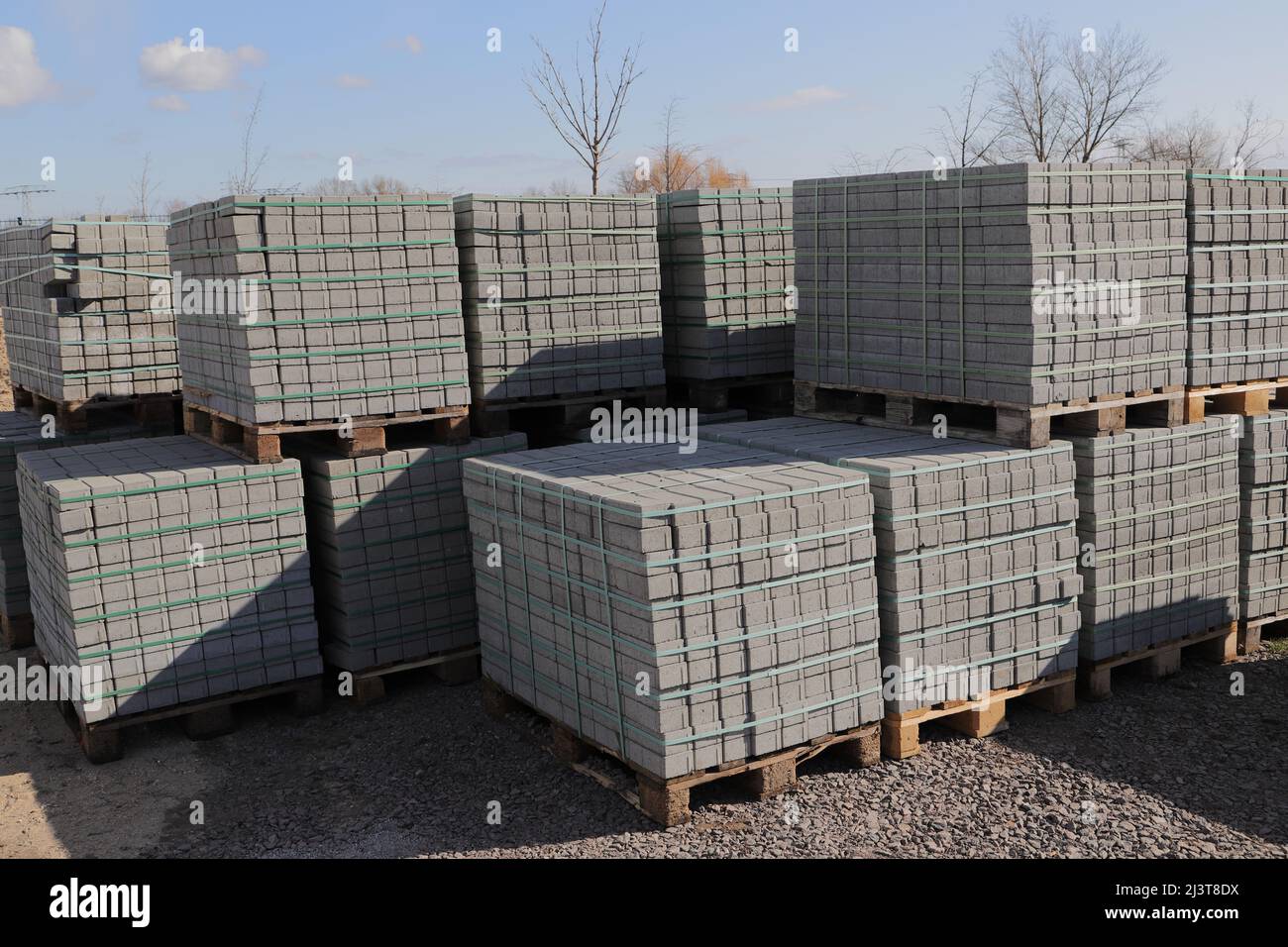 Pallets with stones in a hardware store Stock Photo