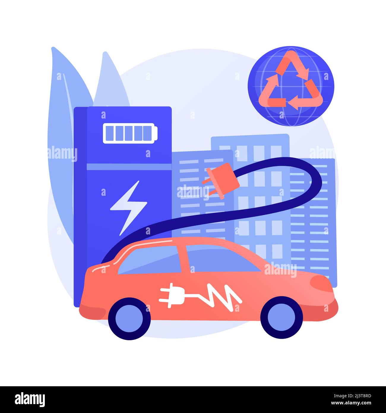 Charging station abstract concept vector illustration. Electric vehicle, recharging point, plug