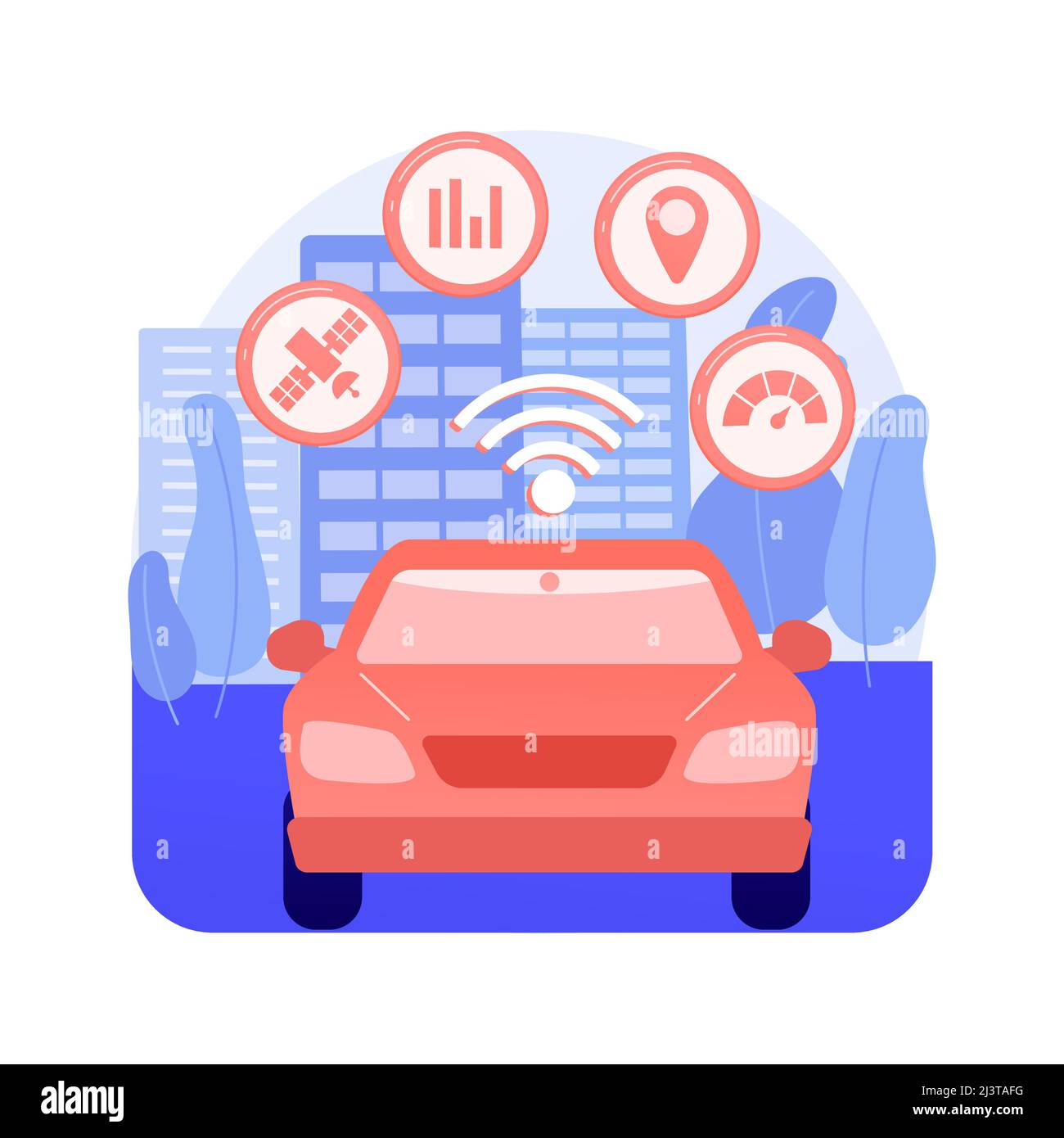 Intelligent transportation system abstract concept vector illustration. Traffic and parking management, smart city technology, road safety, travel inf Stock Vector