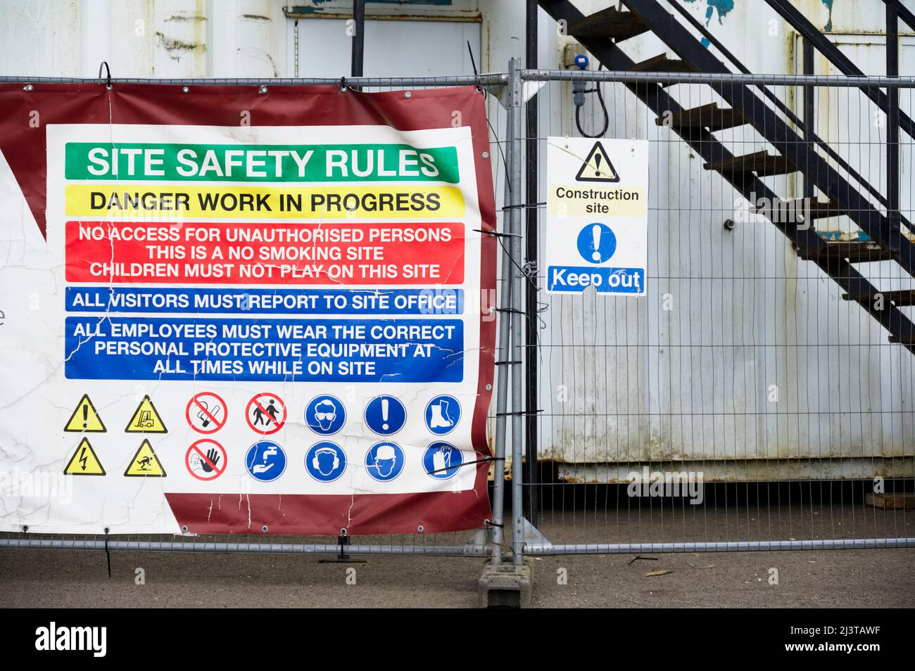 Construction site health and safety message rules sign board signage on ...