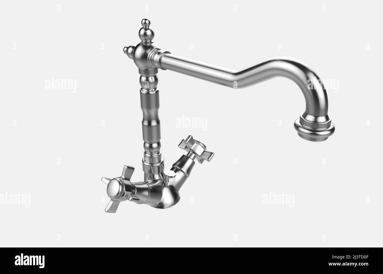 Faucet on light gray background Stock Photo