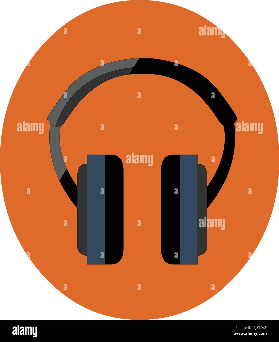 Headphones vector icon. Black symbol isolated on flat background Stock