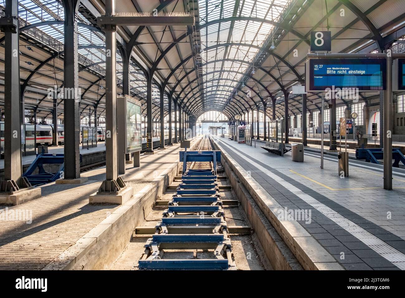 Empty Rails Wiesbaden, Germany - February 5, 2018: empty rails in the historic ...