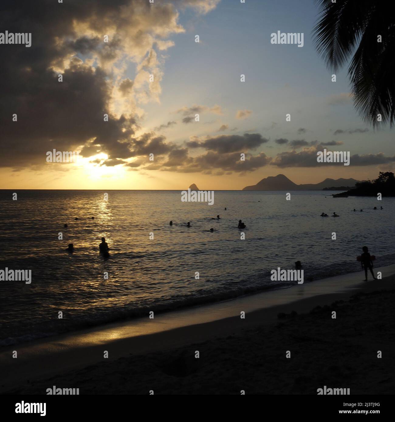 Martinique, Le Diamant, coucher de soleil, Antilles, mer des Caraïbes Stock Photo