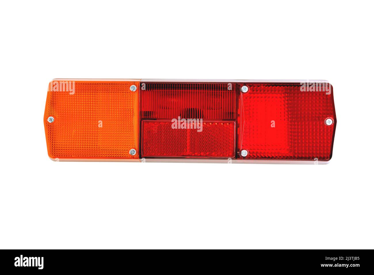 back light, car tail light, multi-section truck tail light, auto part, car detail white background close-up Stock Photo