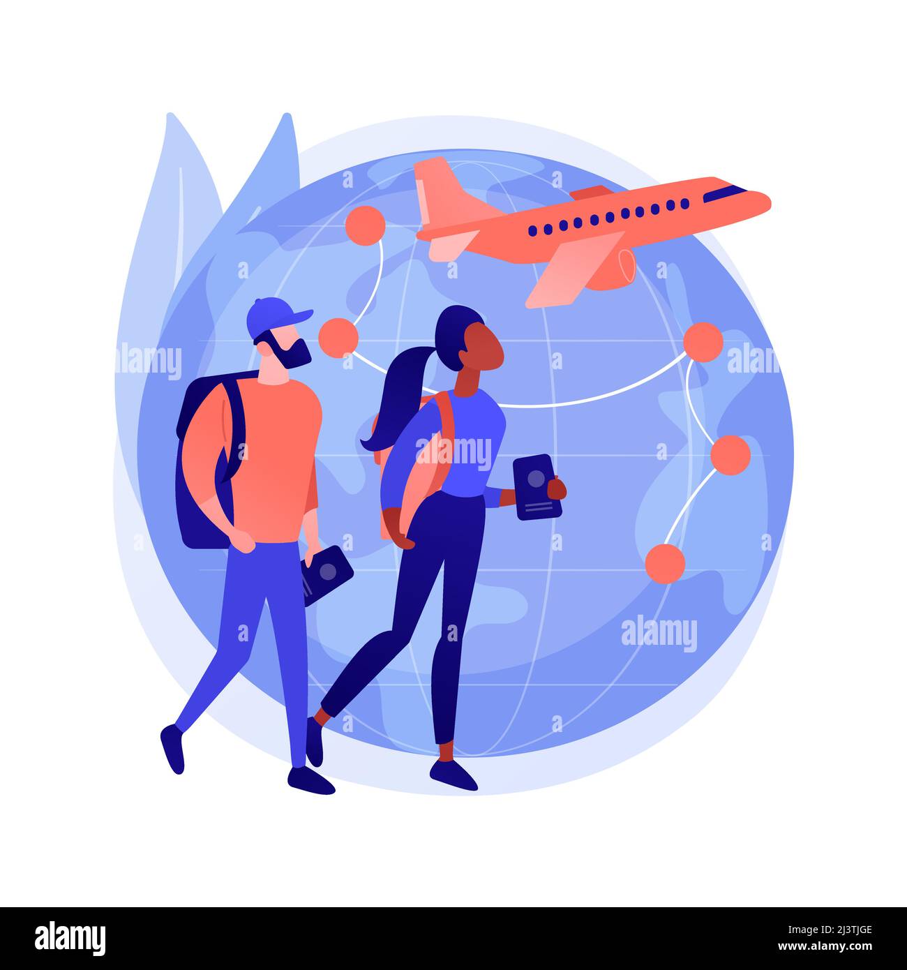 Global travelling abstract concept vector illustration. Global insurance, world trip, international tourism, travel agency, working holiday, luxury va Stock Vector