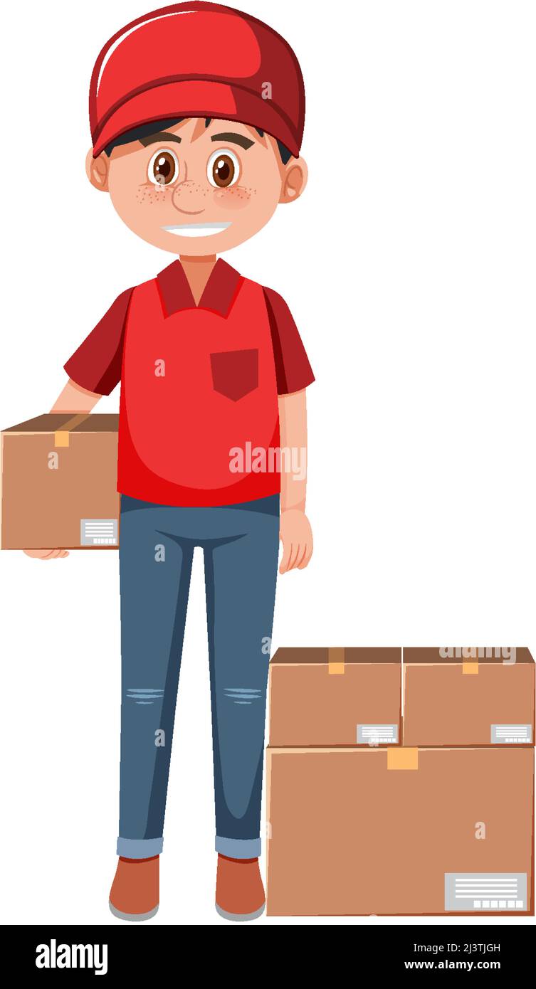 Delivery man with packages illustration Stock Vector Image & Art - Alamy