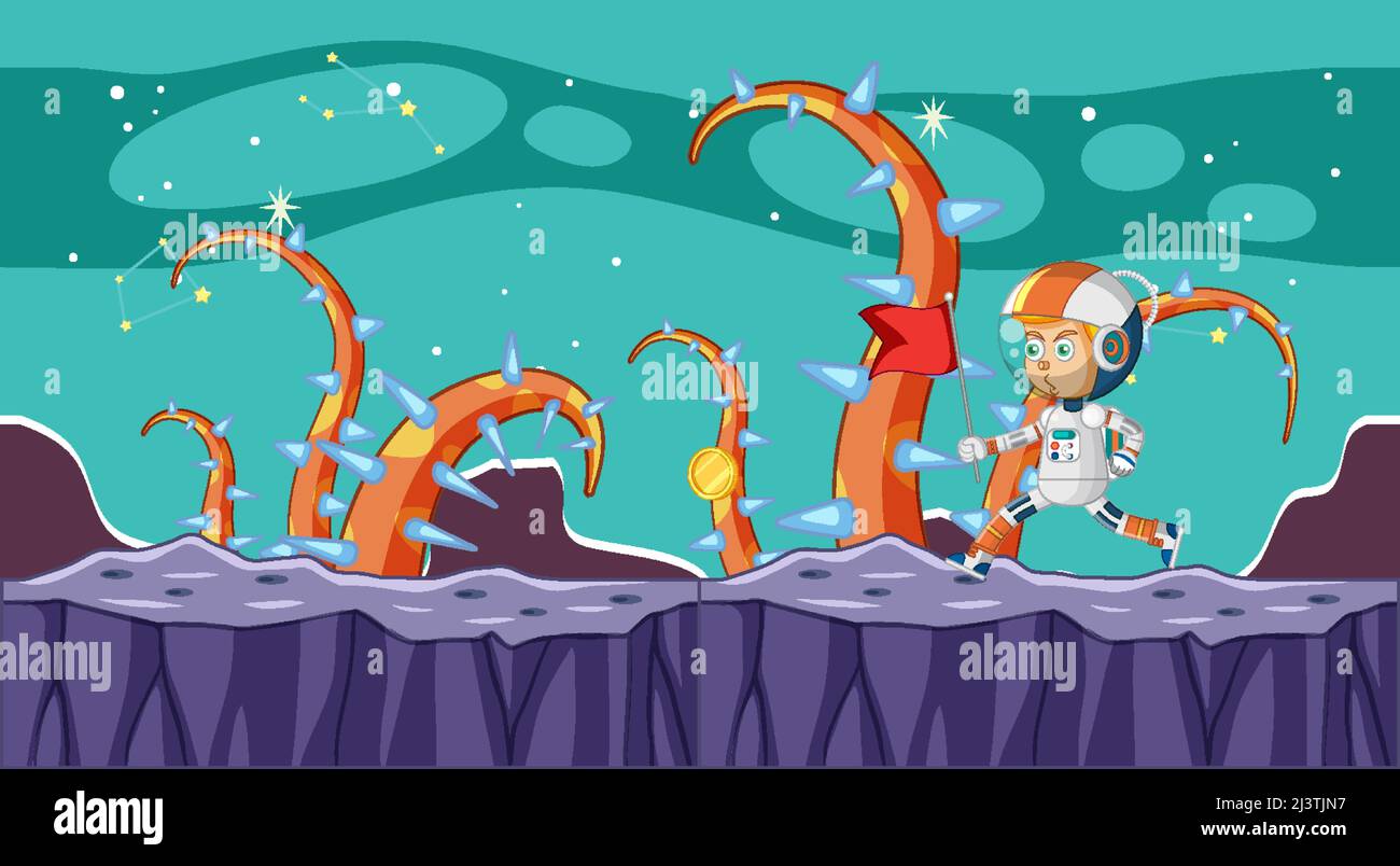 Scene with astronaut in space illustration Stock Vector Image & Art - Alamy