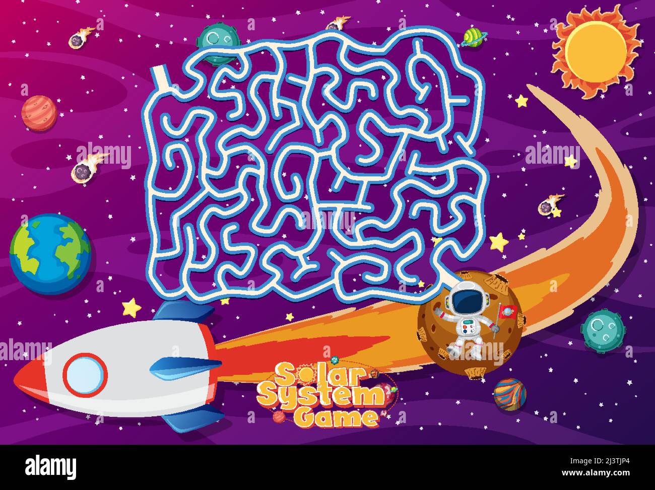 Game template with space theme background illustration Stock Vector