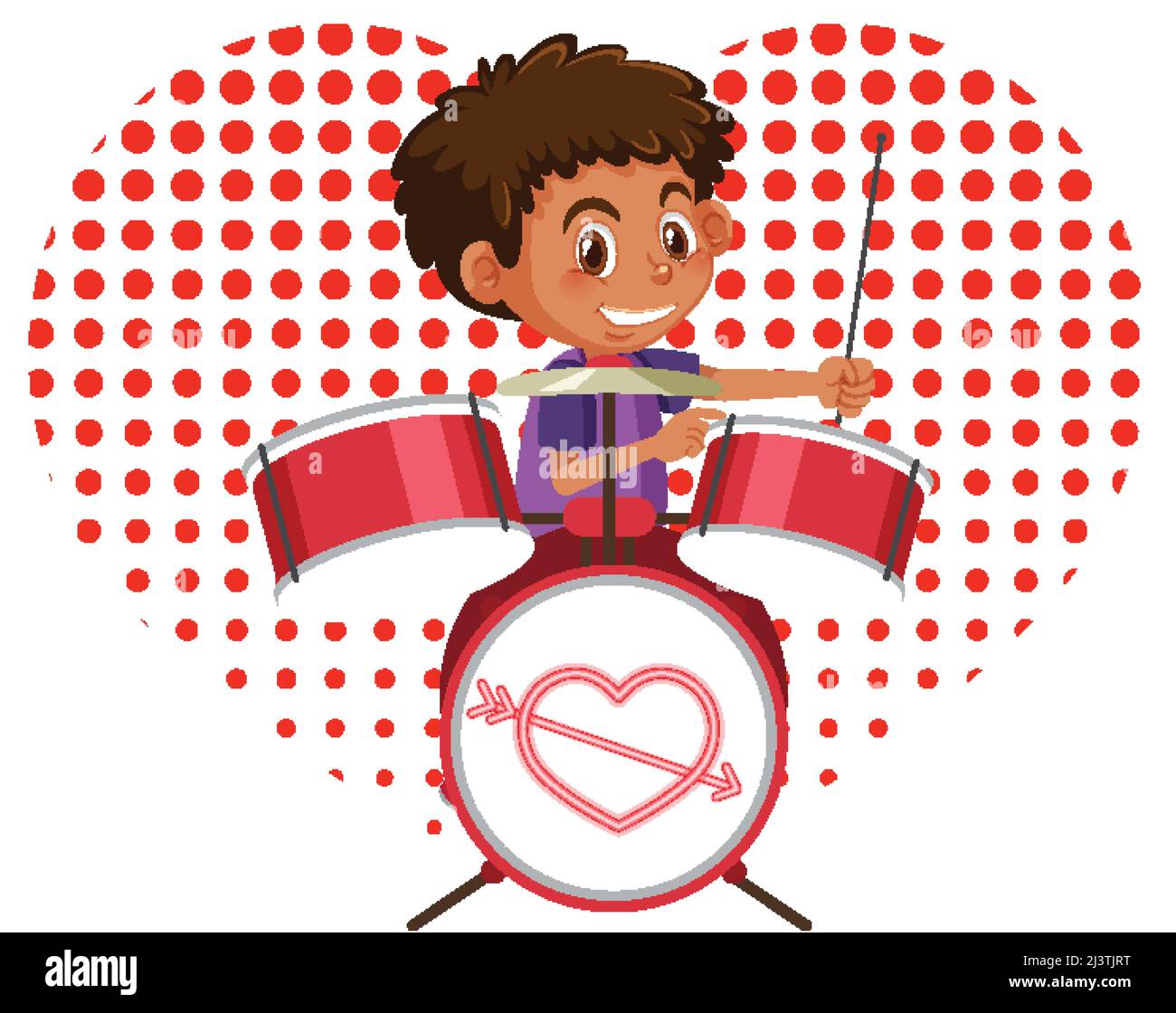 Cute boy playing drum on white background illustration Stock Vector ...