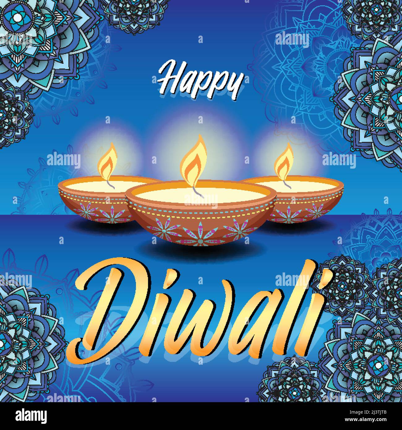 Happy Diwali festival of lights poster illustration Stock Vector Image