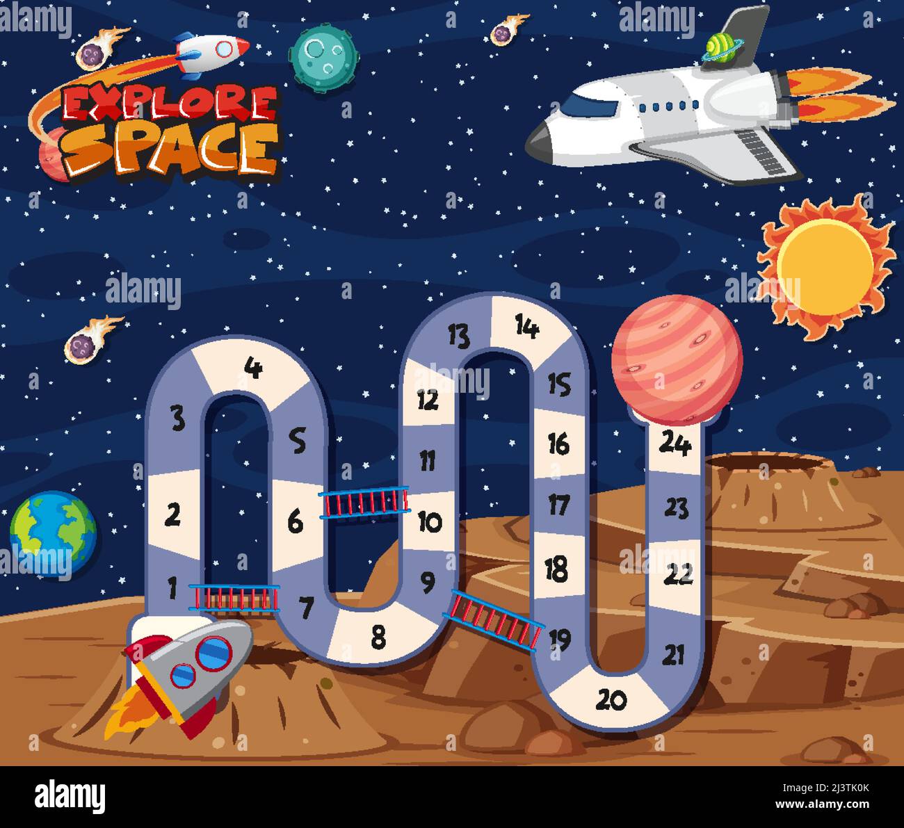 Game template with space theme background illustration Stock Vector ...