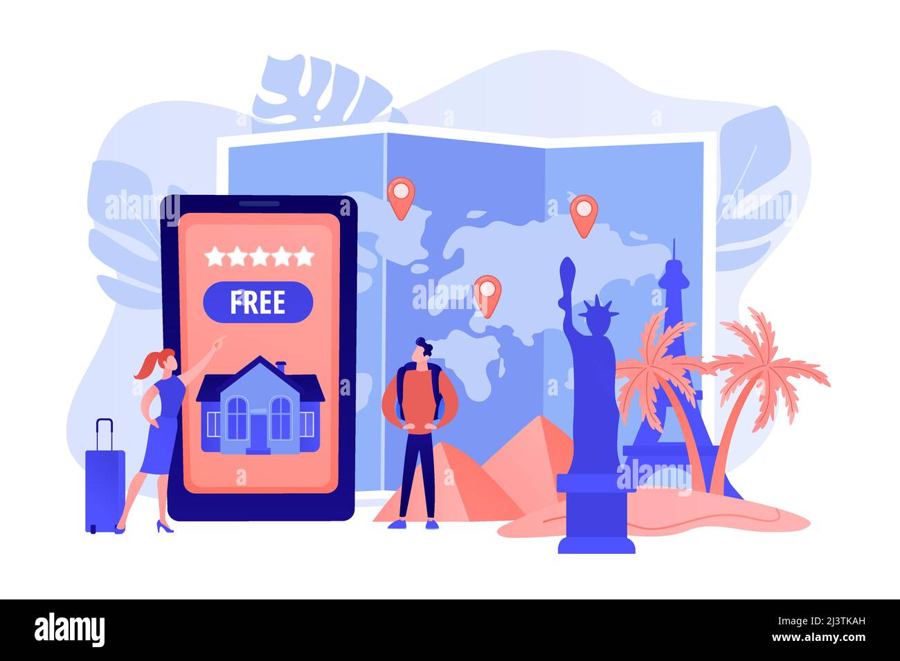 Tourist agency mobile app. Worldwide sightseeing tours. Hospitality and