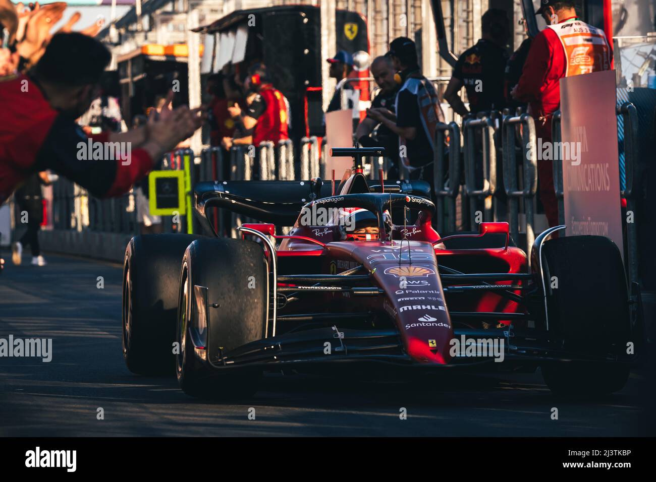 Melbourne, Australia. 10th Apr, 2022. Race winner Charles Leclerc (MON) Ferrari F1-75 in parc ferme. 10.04.2022