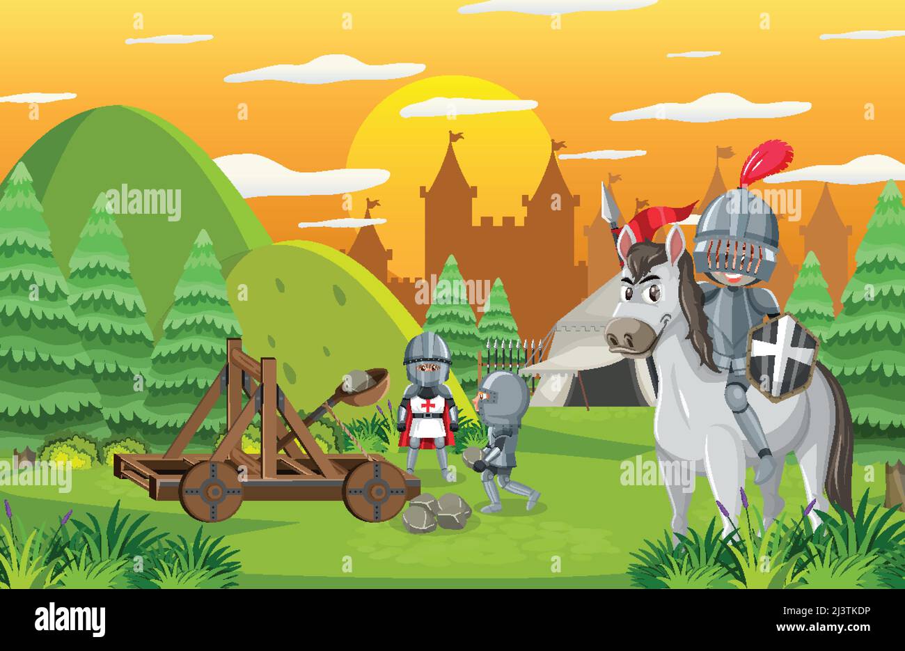 Military medieval camp with tent illustration Stock Vector Image & Art ...