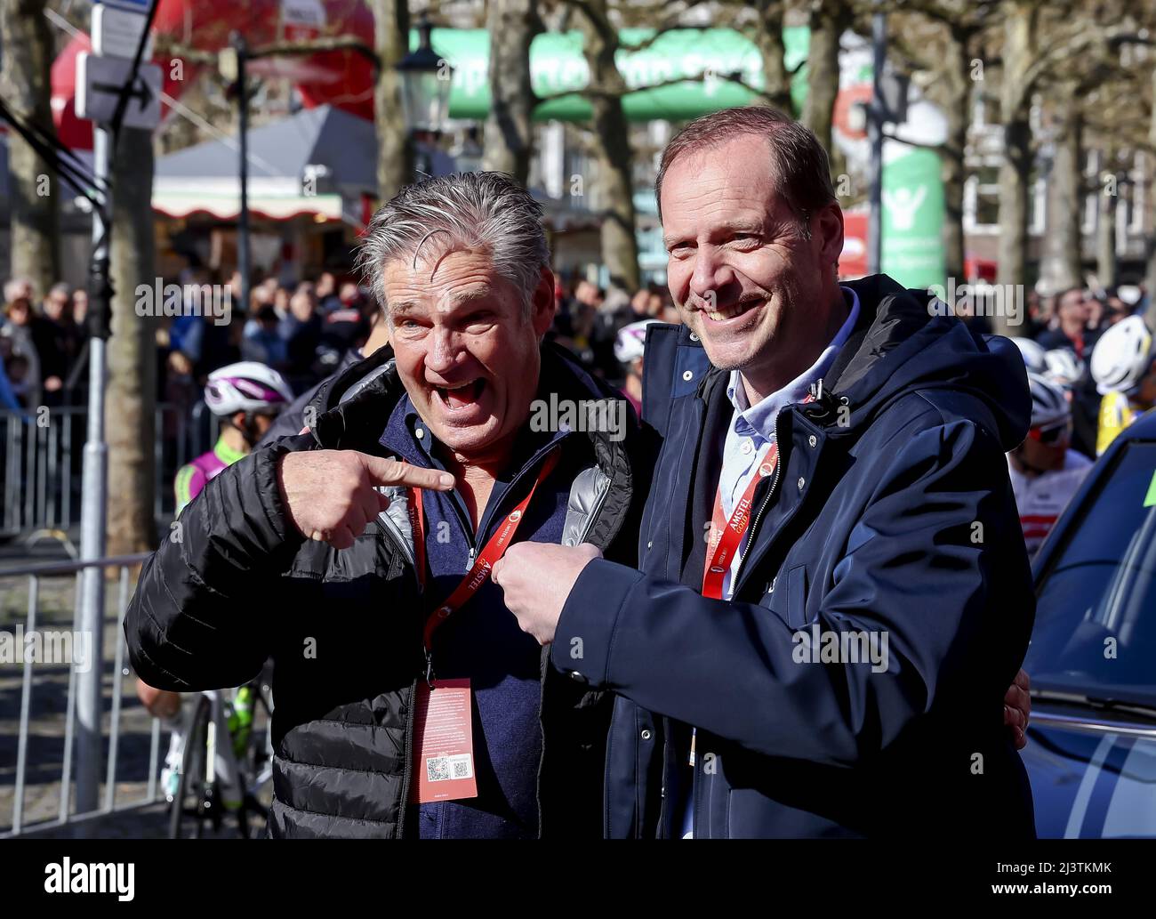 Rotterdam, Netherlands. 10th Apr 2022.  MAASTRICHT - Race director Leo van Vliet with Tour de France director Christian Prudhomme prior to the start of the 56th Amstel Gold Race 2022 on April 10, 2022 in Maastricht, Netherlands. ANP VINCENT JANNINK Credit: ANP/Alamy Live News Credit: ANP/Alamy Live News Stock Photo