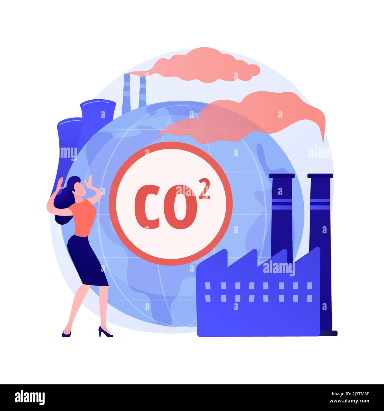 Global CO2 emissions abstract concept vector illustration. Global carbon footprint, greenhouse effect, CO2 emissions, country rate and statistics, car Stock Vector
