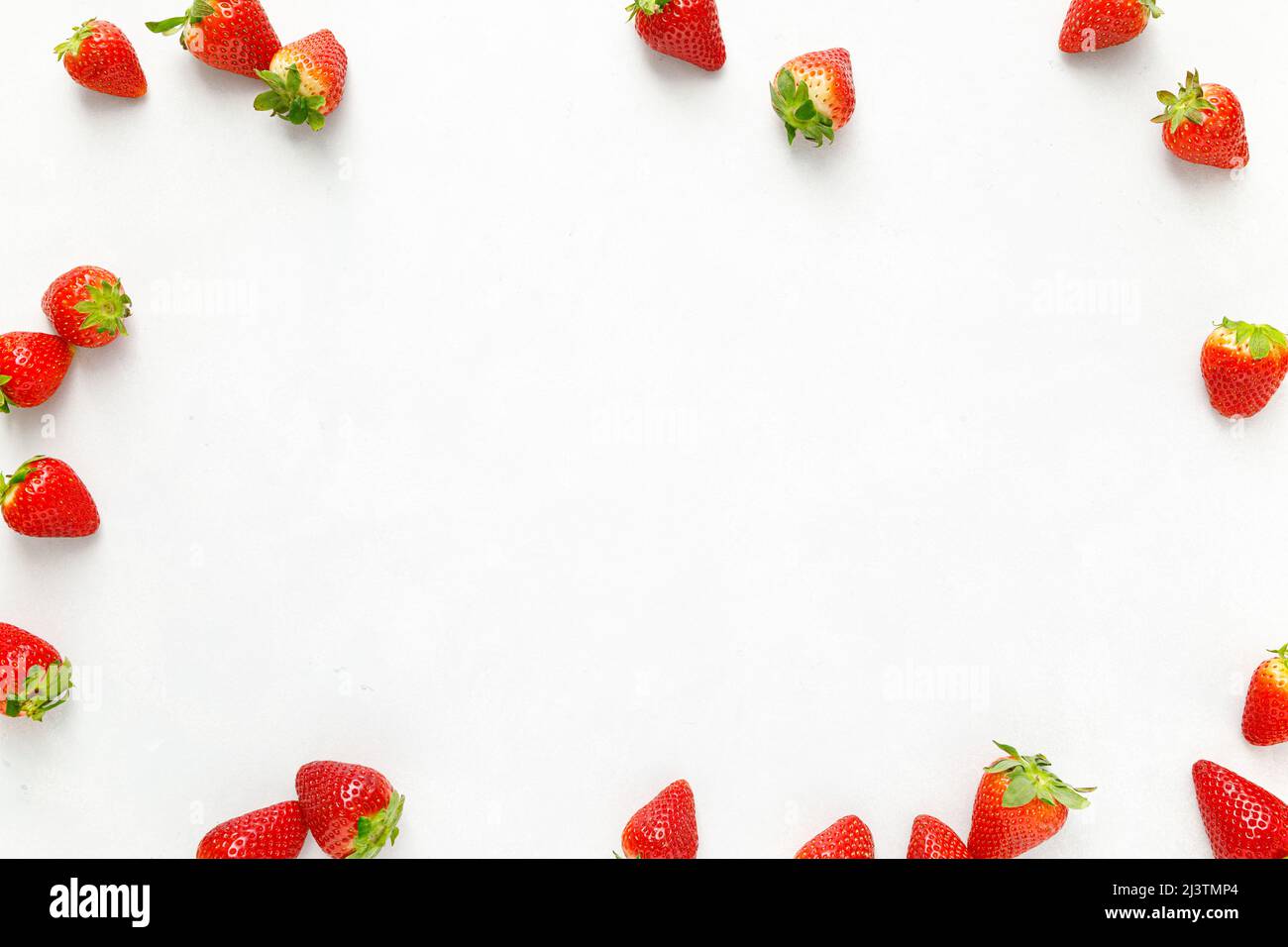 Strawberry on white background, top view, flat lay Stock Photo
