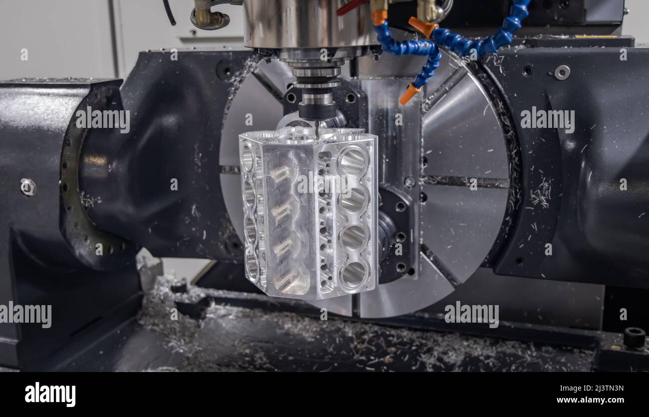 Metalworking CNC milling machine. Cutting metal modern processing