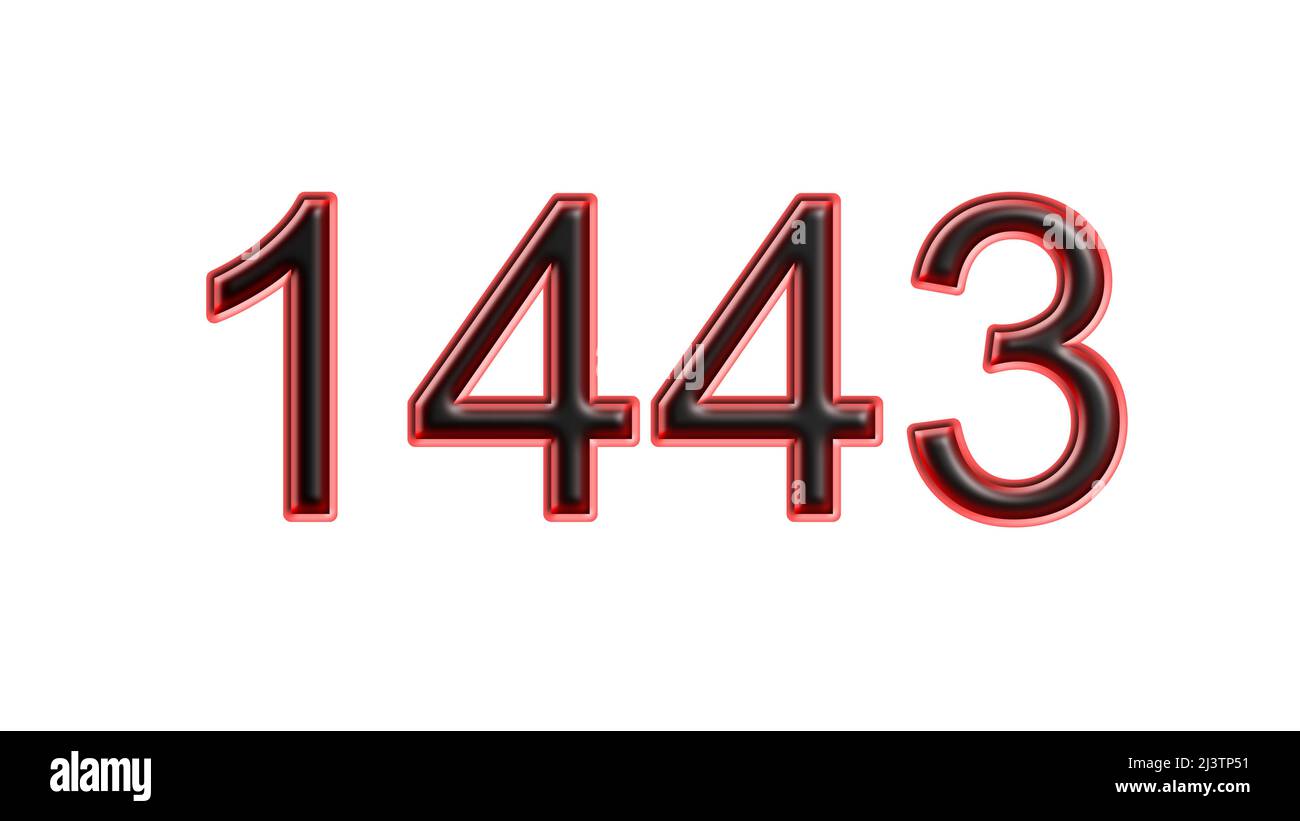 red 1443 number 3d effect white background Stock Photo - Alamy