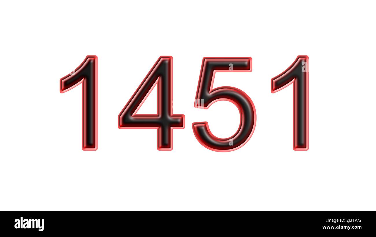 red 1451 number 3d effect white background Stock Photo - Alamy