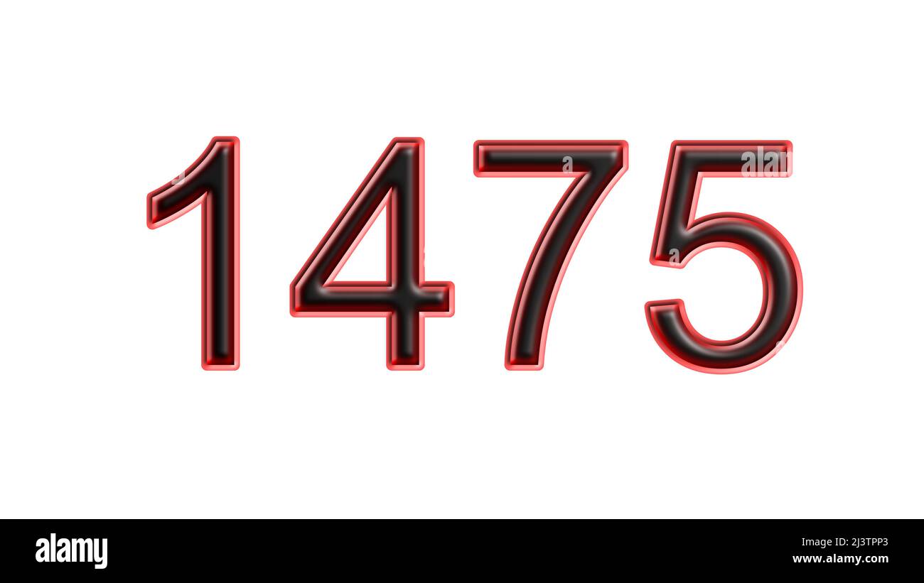 red 1475 number 3d effect white background Stock Photo - Alamy