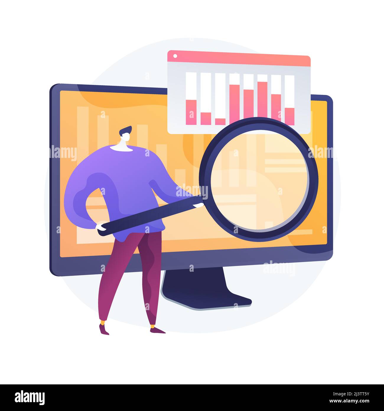 Data analytics online course. Business analysis coaching, training, mentoring. Company profit statistics and metrics monitoring. Diagram analyzing. Ve Stock Vector