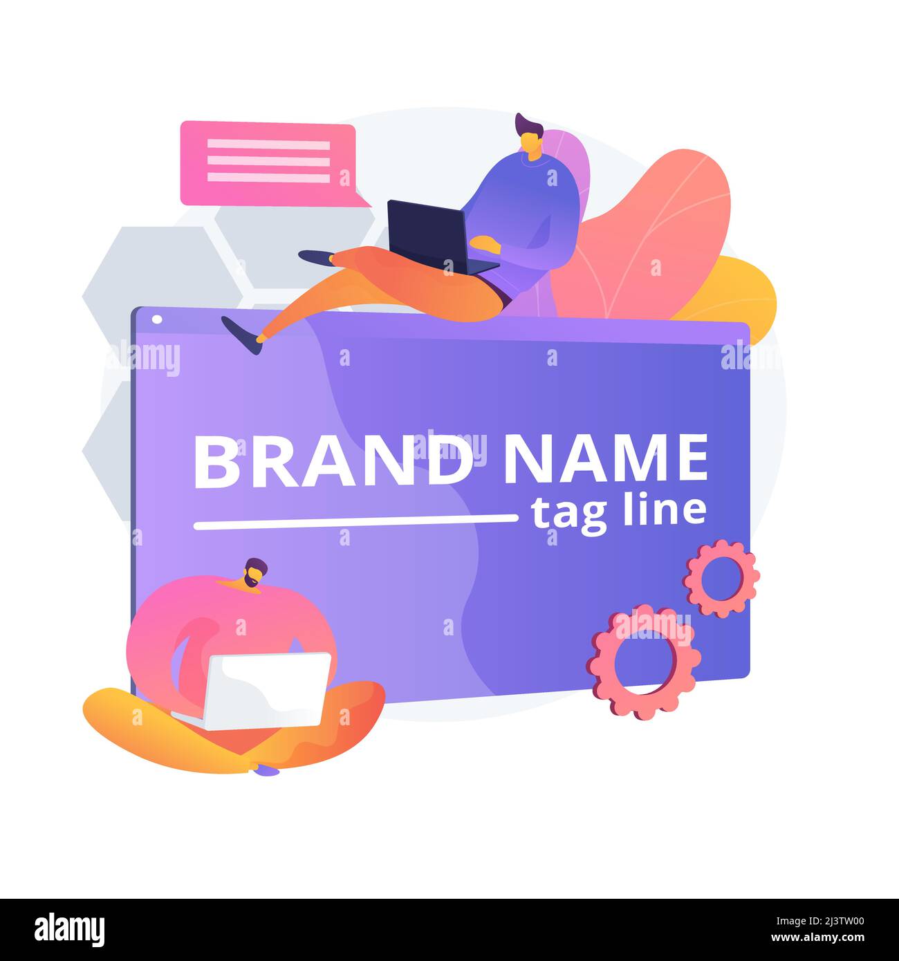 Brand name innovation. Marketers team, corporate branding, designers