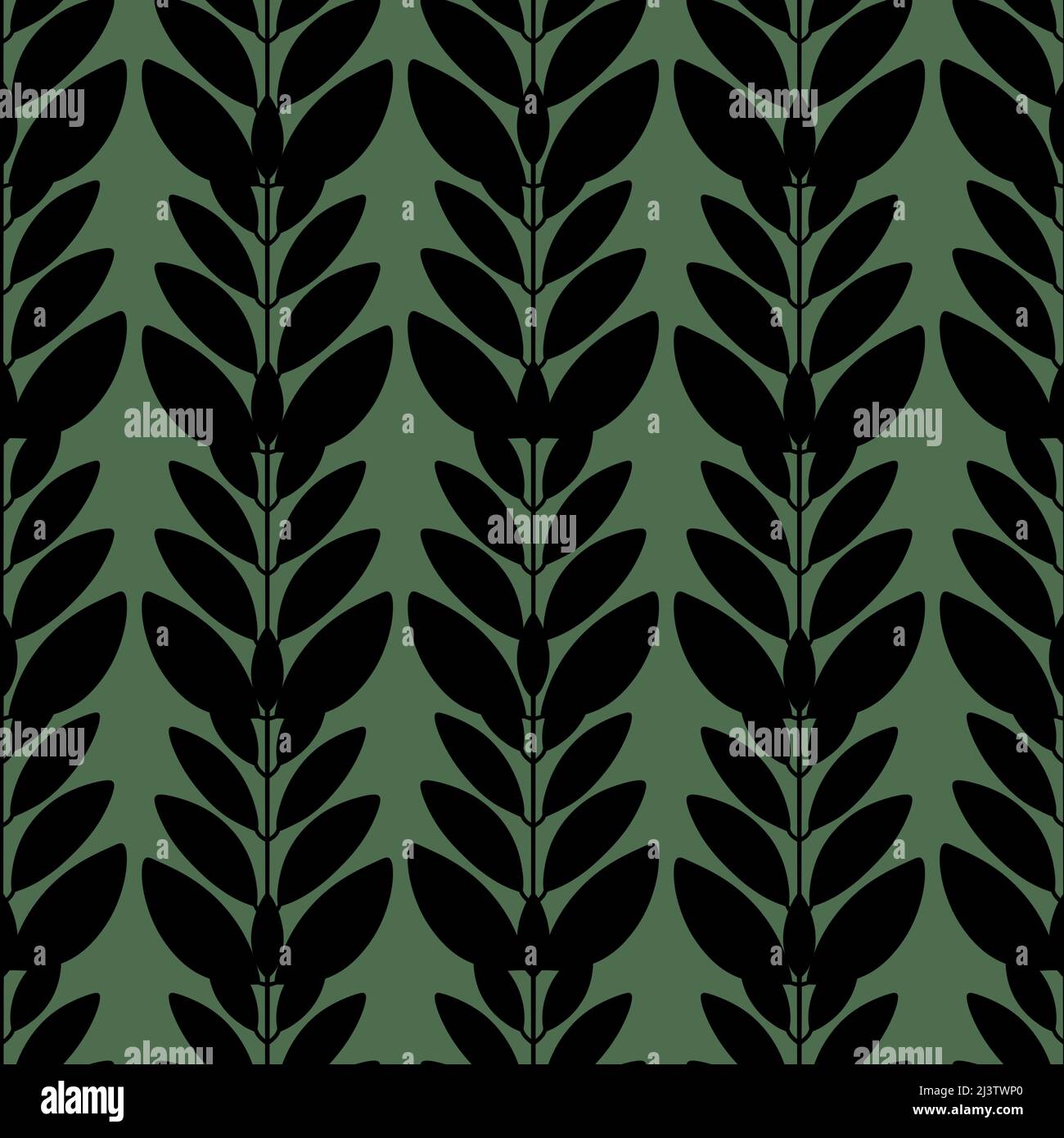Seamless floral pattern with leaves on trend green background Stock ...