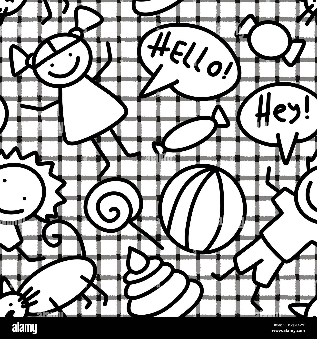 Cartoon seamless kids comic pattern for fabrics and textiles and ...