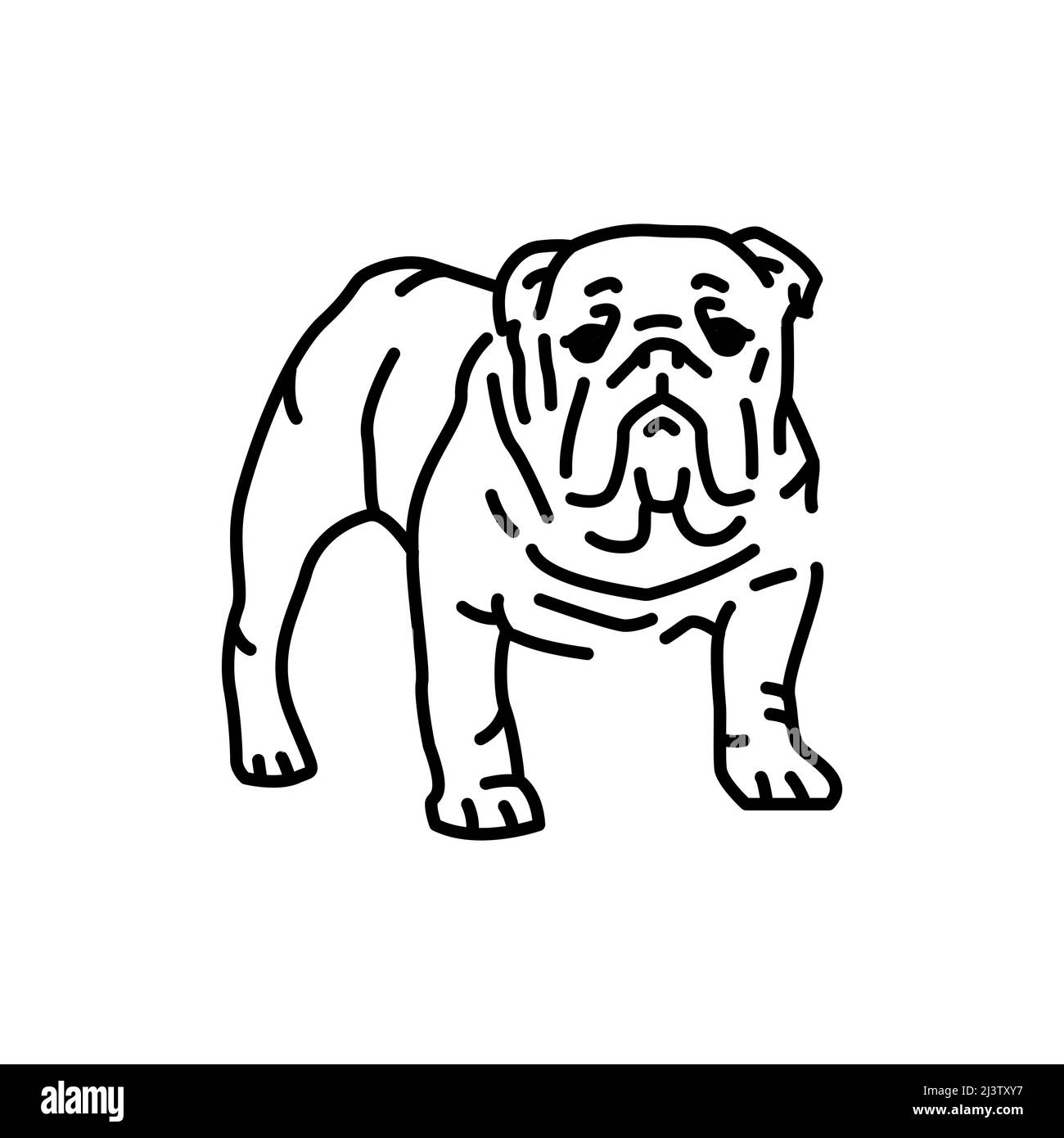 English bulldog color line icon. Dog breed. Pictogram for web page, mobile app, promo. Stock Vector