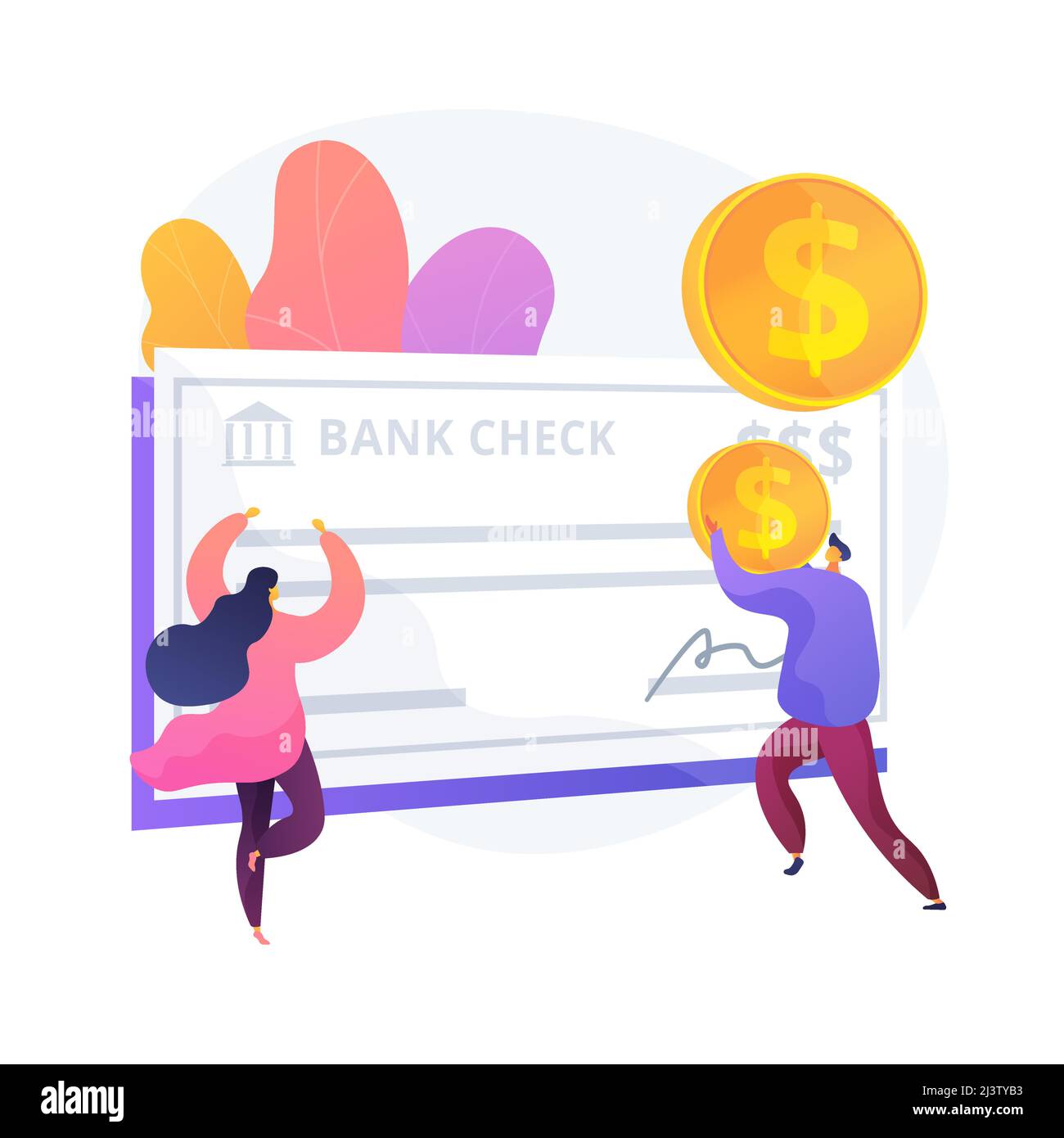 Employee getting ppayment in payday cartoon character. Paycheck stub, salary statement, payslip note. Financial operation. Currency transaction. Vecto Stock Vector