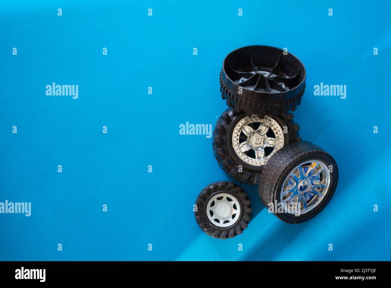 Many car wheels. Copy space. Toy car wheels Stock Photo Alamy